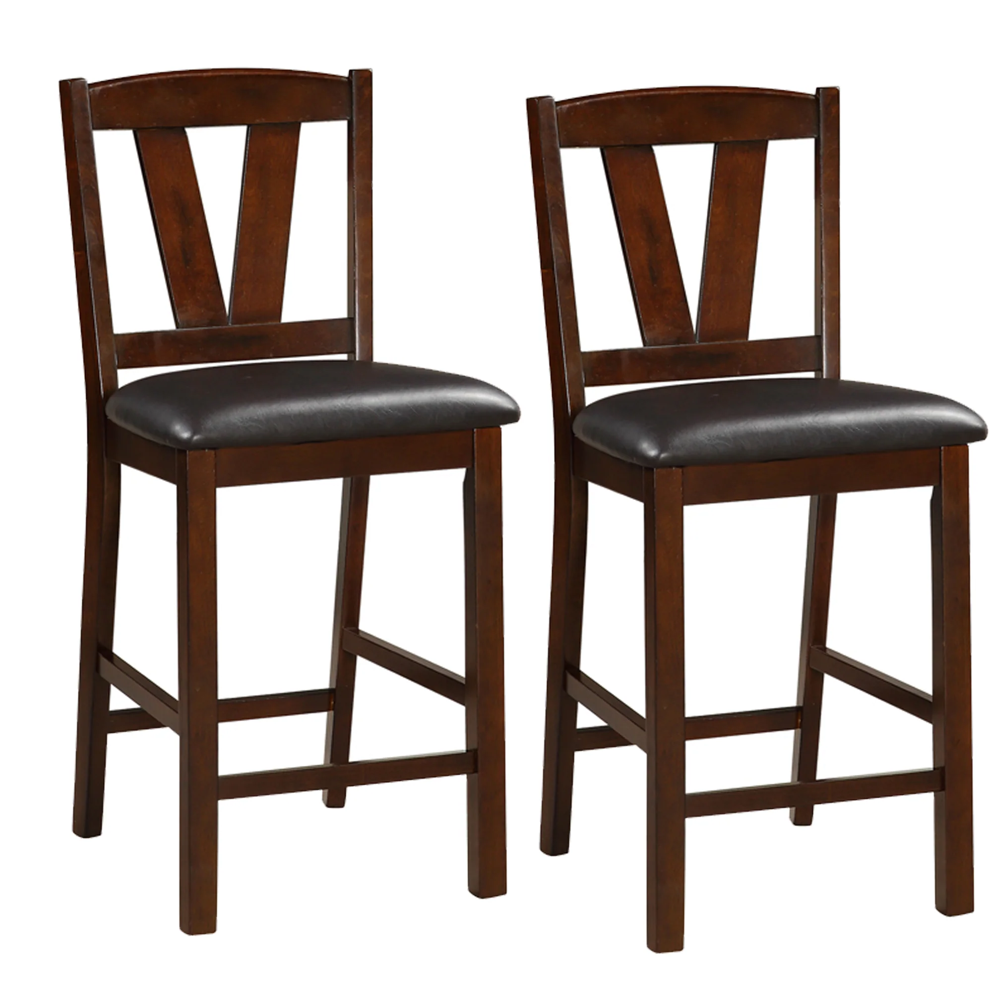 Rubber Wood Counter Height Armless Chair, Dark Walnut Brown, Set Of 2 By Benzara - Image 4