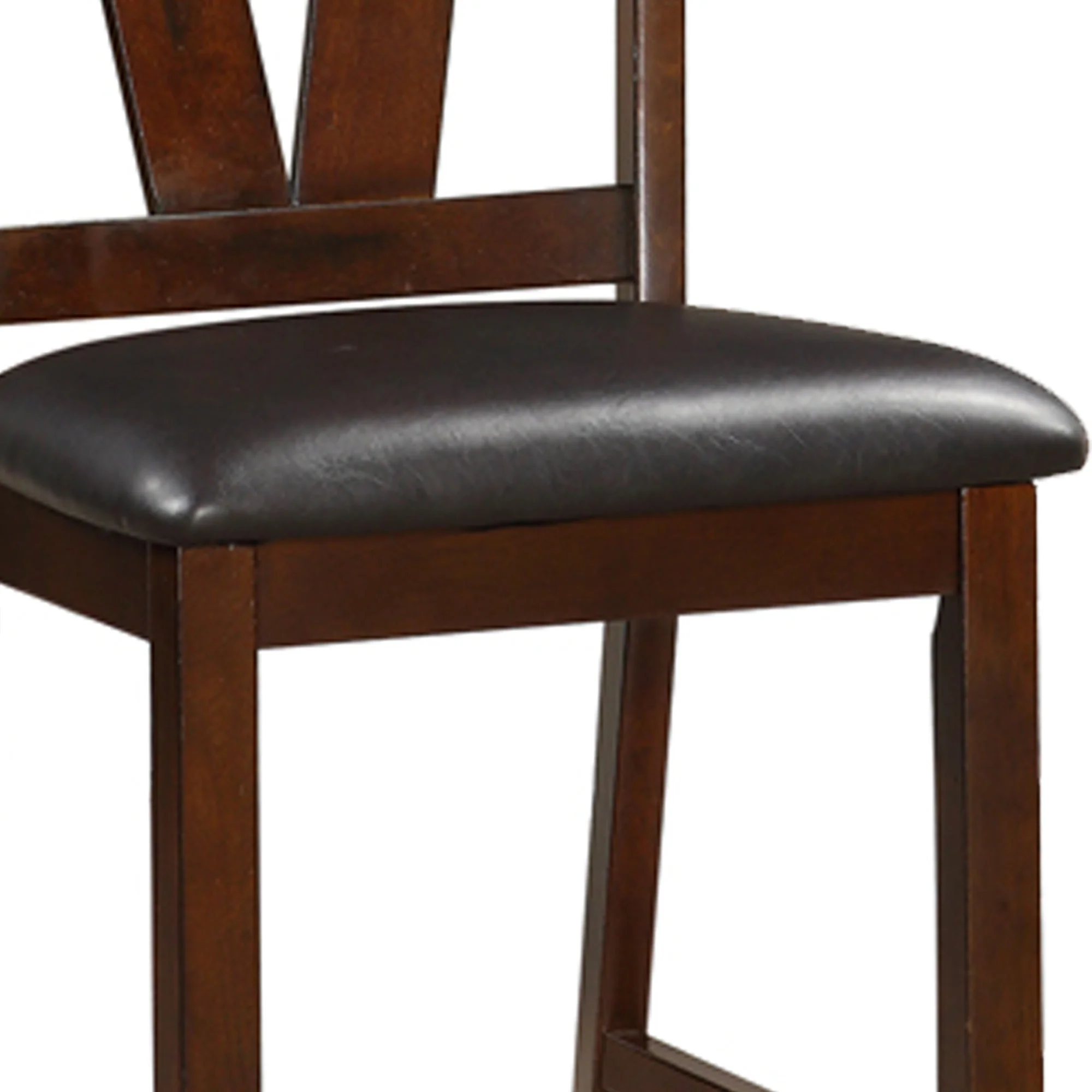 Rubber Wood Counter Height Armless Chair, Dark Walnut Brown, Set Of 2 By Benzara - Image 5