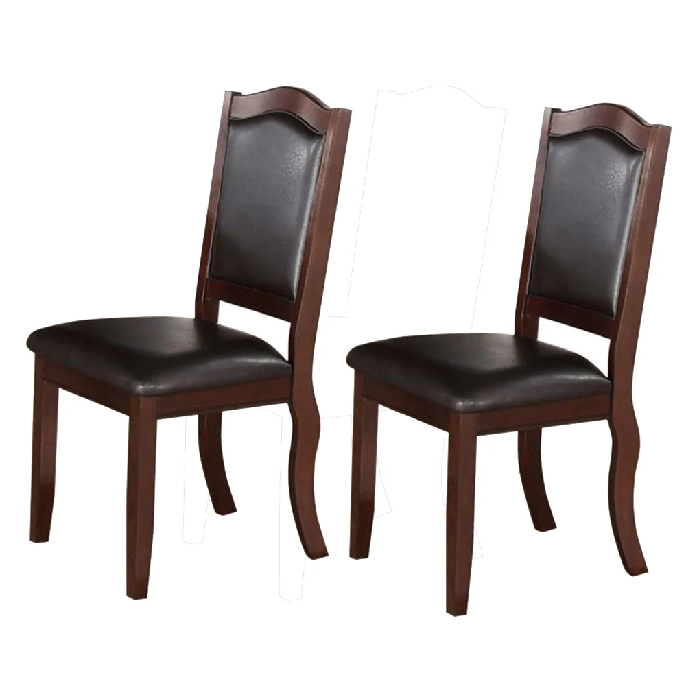 Rubber Wood Dining Chair, Set Of 2, Brown And Black By Benzara - Image 2
