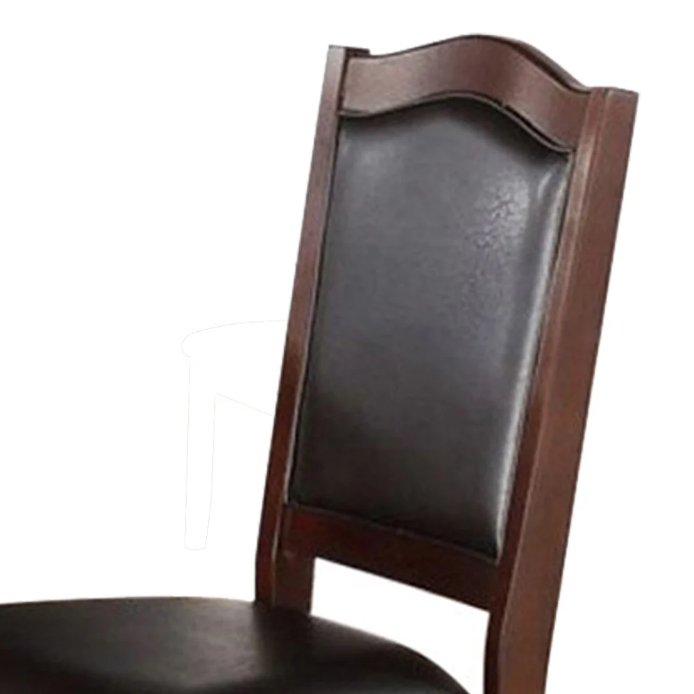 Rubber Wood Dining Chair, Set Of 2, Brown And Black By Benzara - Image 3