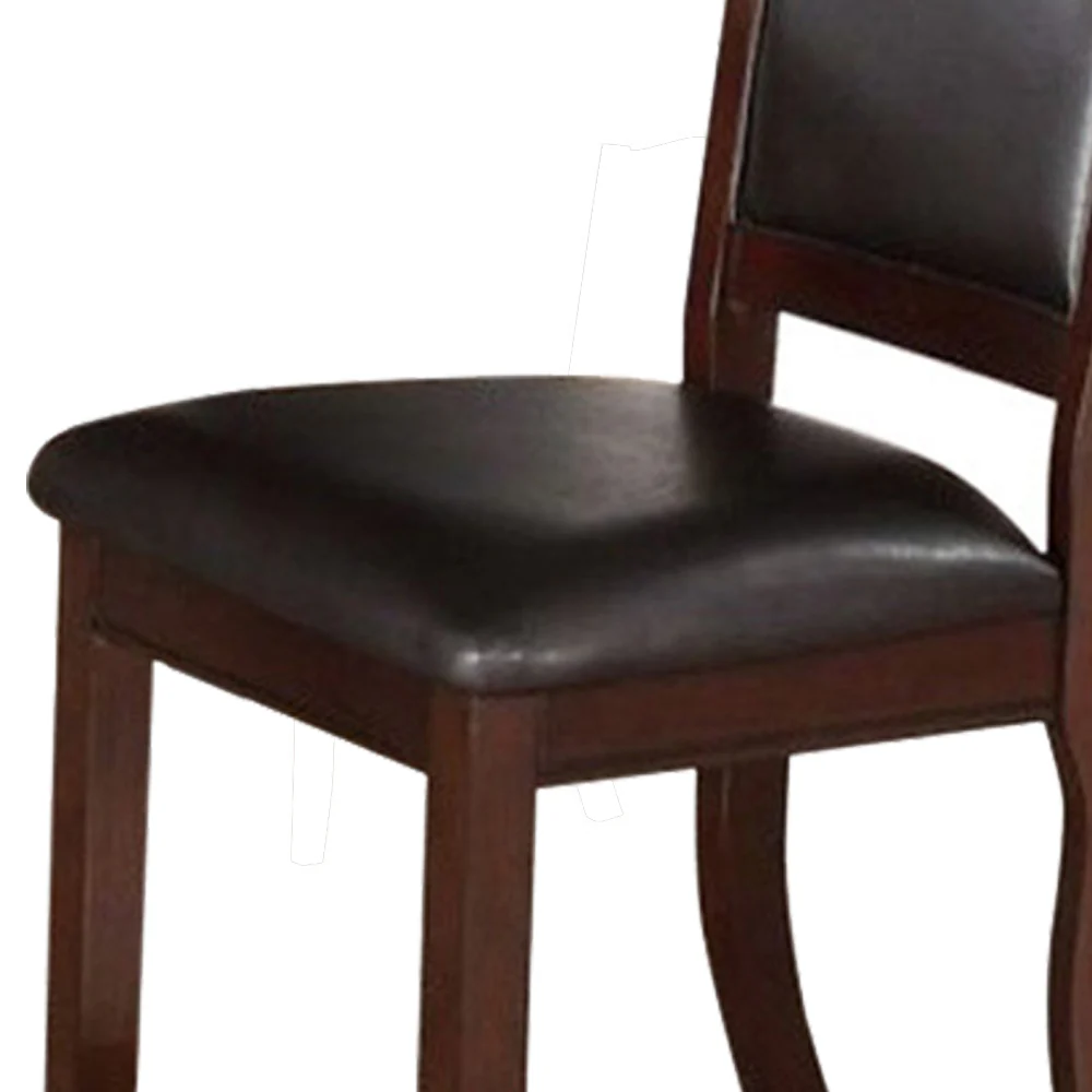 Rubber Wood Dining Chair, Set Of 2, Brown And Black By Benzara - Image 4
