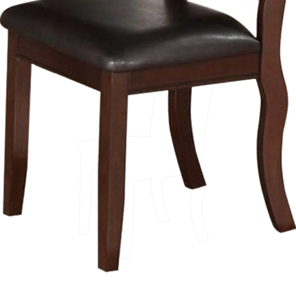 Rubber Wood Dining Chair, Set Of 2, Brown And Black By Benzara - Image 5