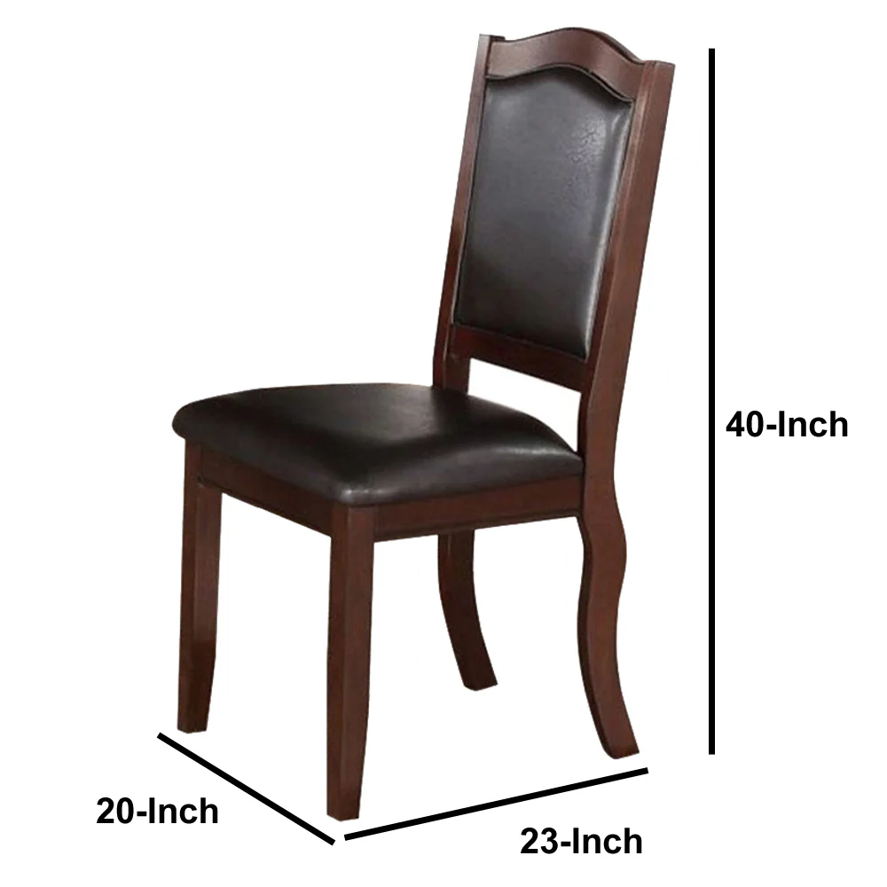 Rubber Wood Dining Chair, Set Of 2, Brown And Black By Benzara - Image 6