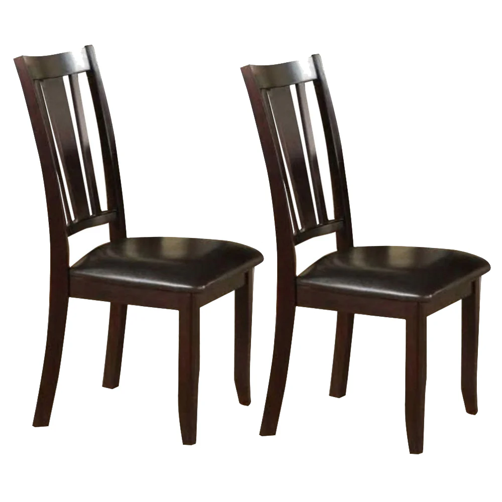 Rubber Wood Dining Chair With Upholstered Seat, Set Of 2,Brown By Benzara - Image 3