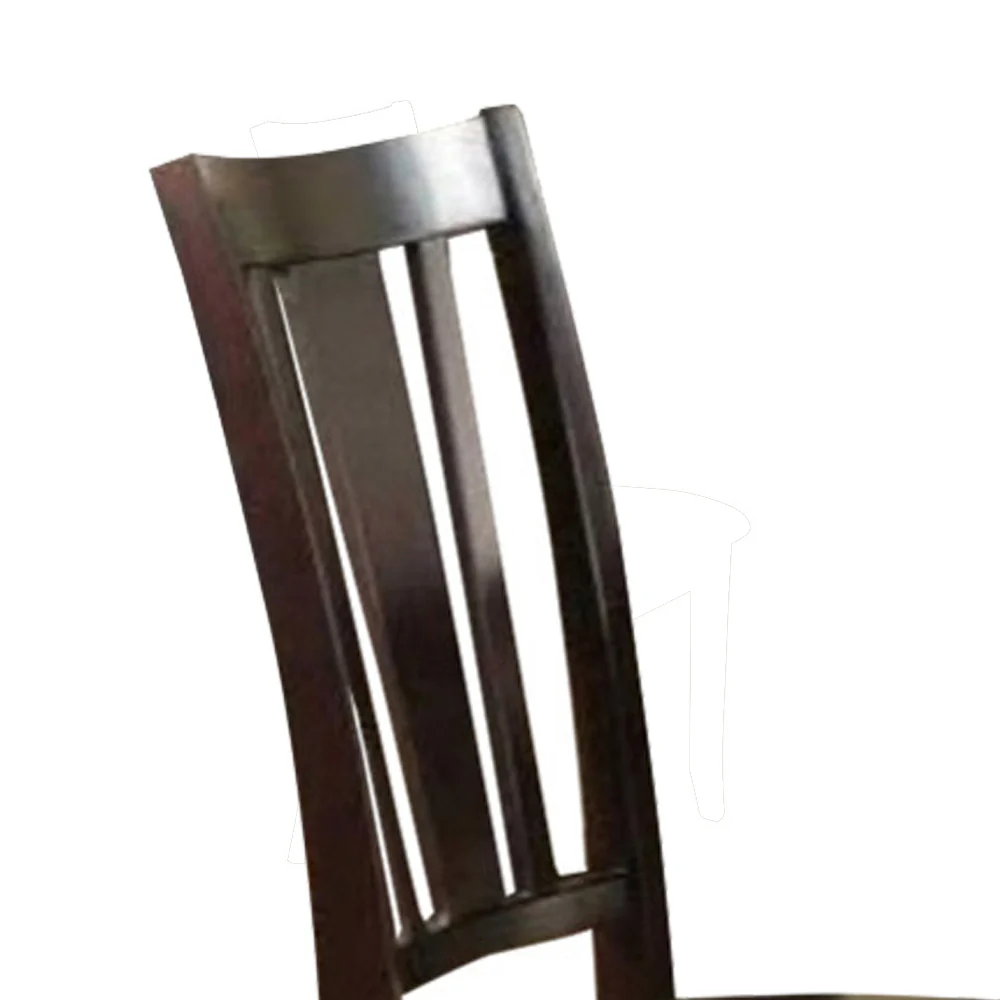 Rubber Wood Dining Chair With Upholstered Seat, Set Of 2,Brown By Benzara - Image 4