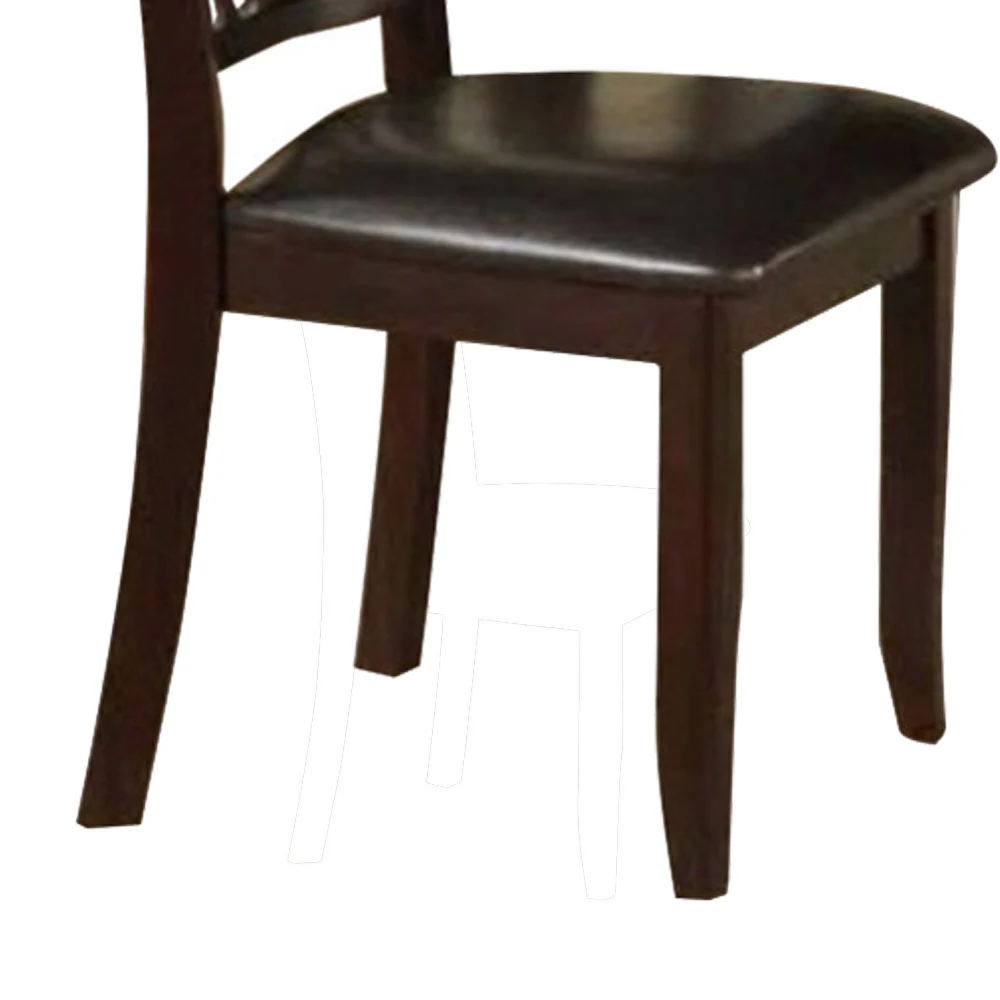 Rubber Wood Dining Chair With Upholstered Seat, Set Of 2,Brown By Benzara - Image 6