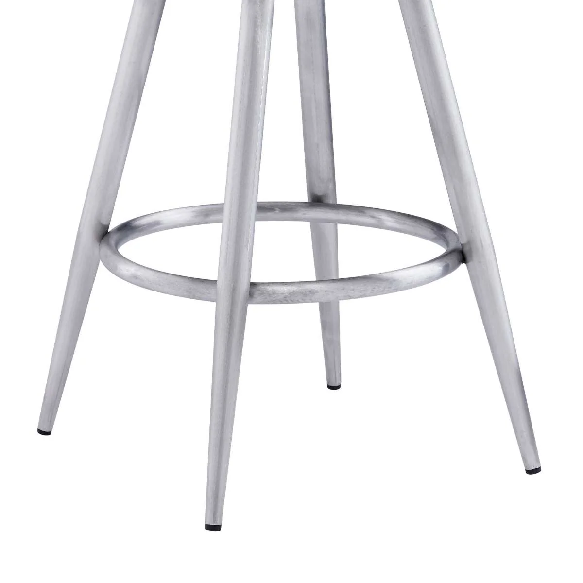 Ruby 30" Bar Height Swivel Black Faux Leather and Brushed Stainless Steel Bar Stool By Armen Living - Image 7