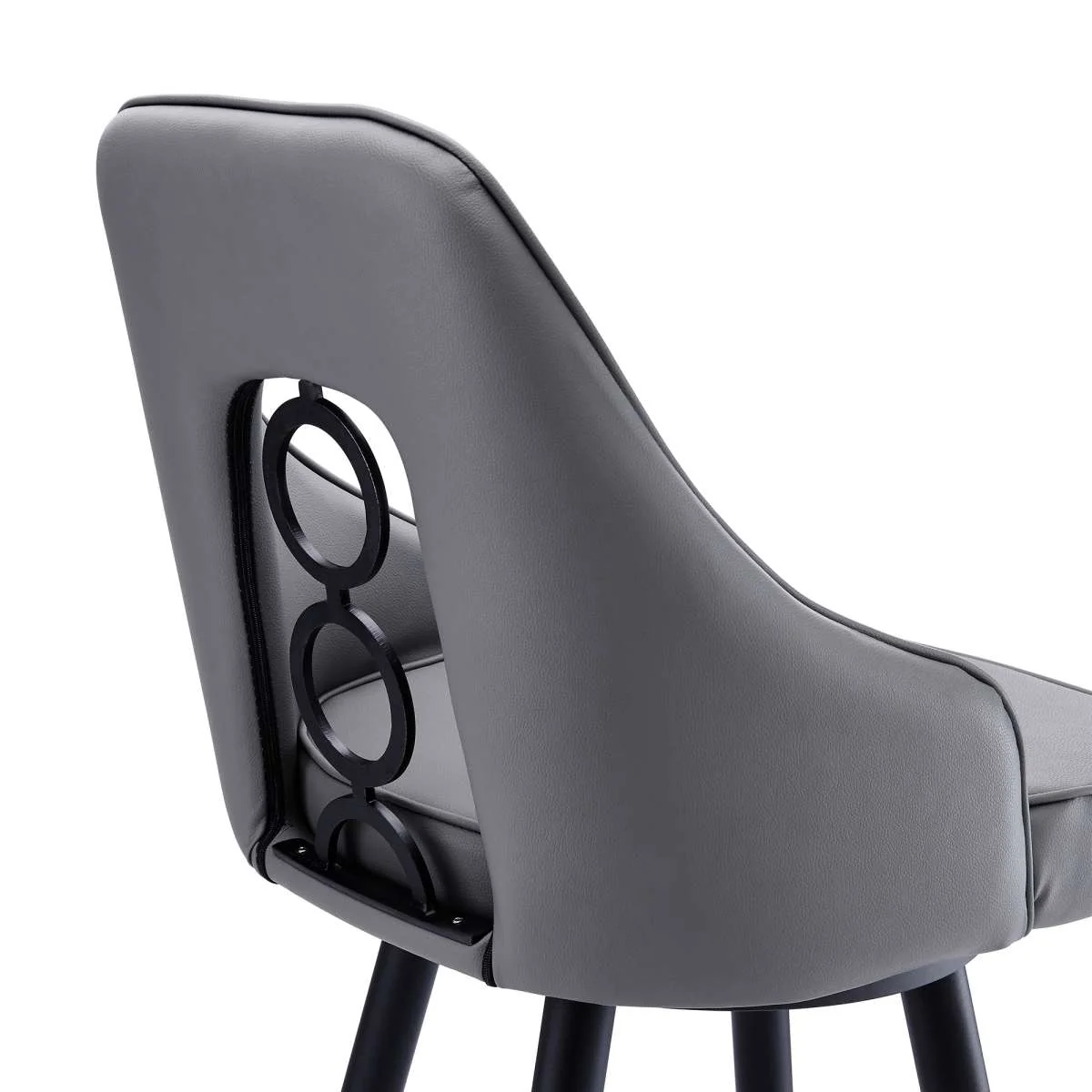 Ruby 30" Bar Height Swivel Grey Faux Leather and Black Metal Bar Stool By Armen Living - Image 5
