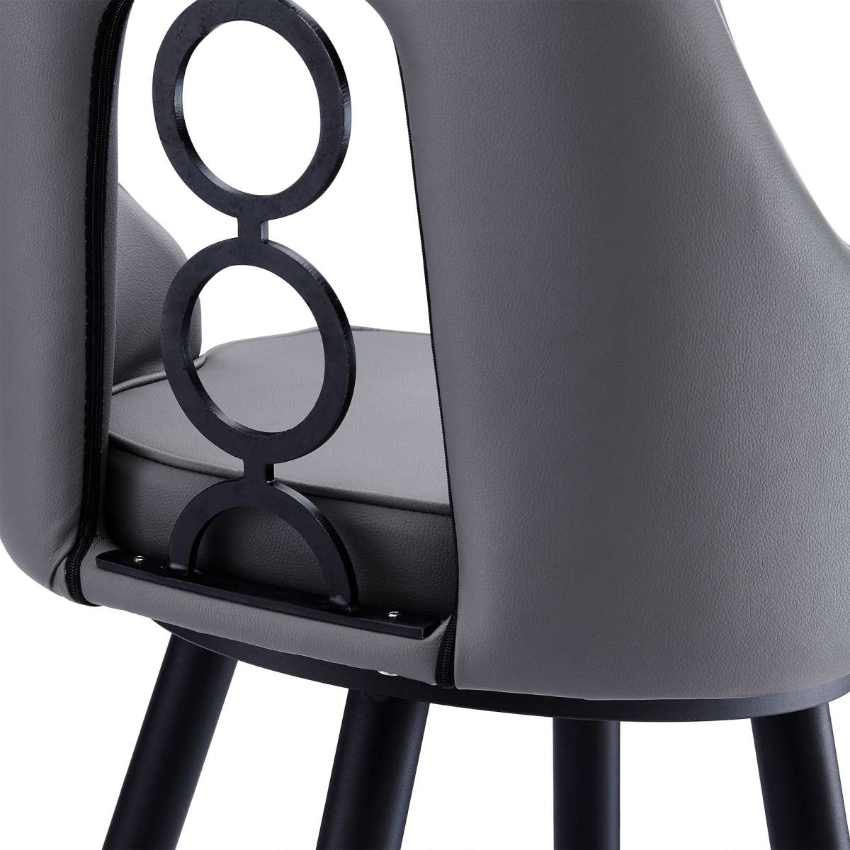 Ruby 30" Bar Height Swivel Grey Faux Leather and Black Metal Bar Stool By Armen Living - Image 6