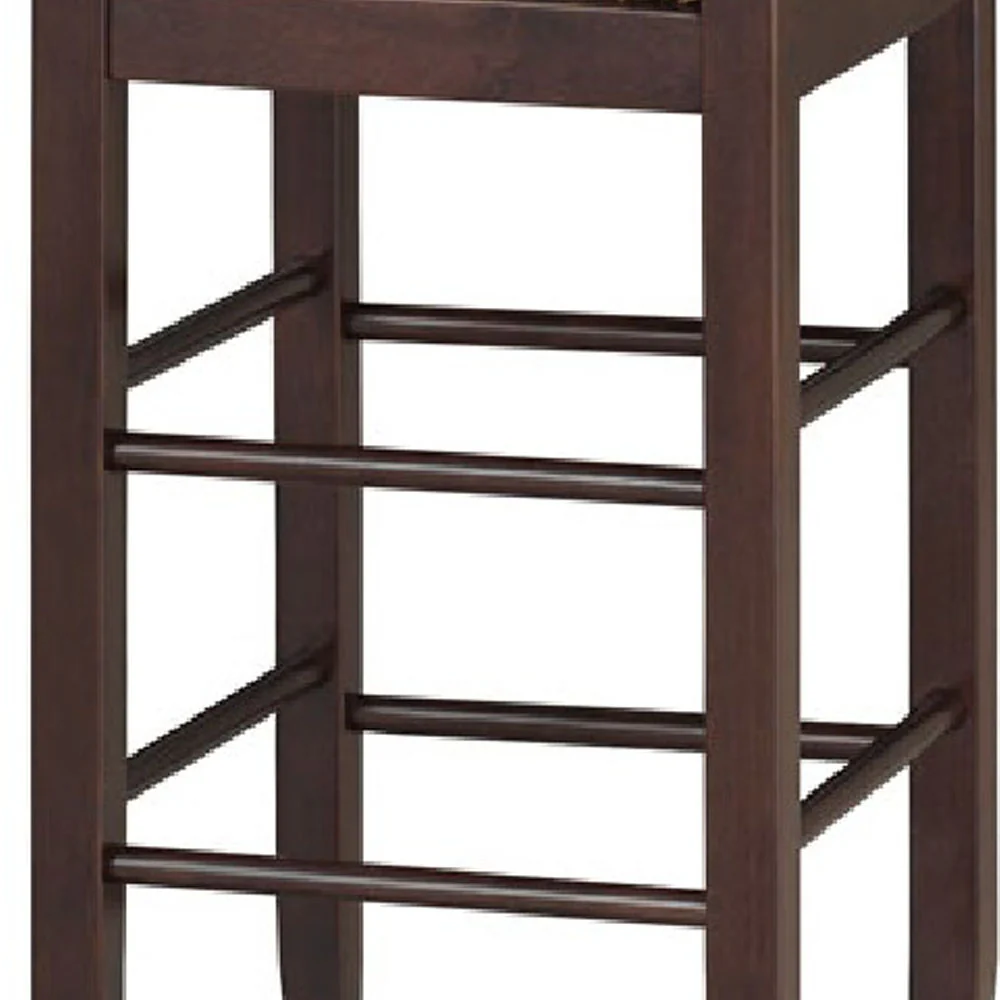 Rush Woven Wooden Frame Barstool With Saber Legs, Beige And Dark Brown By Benzara - Image 4