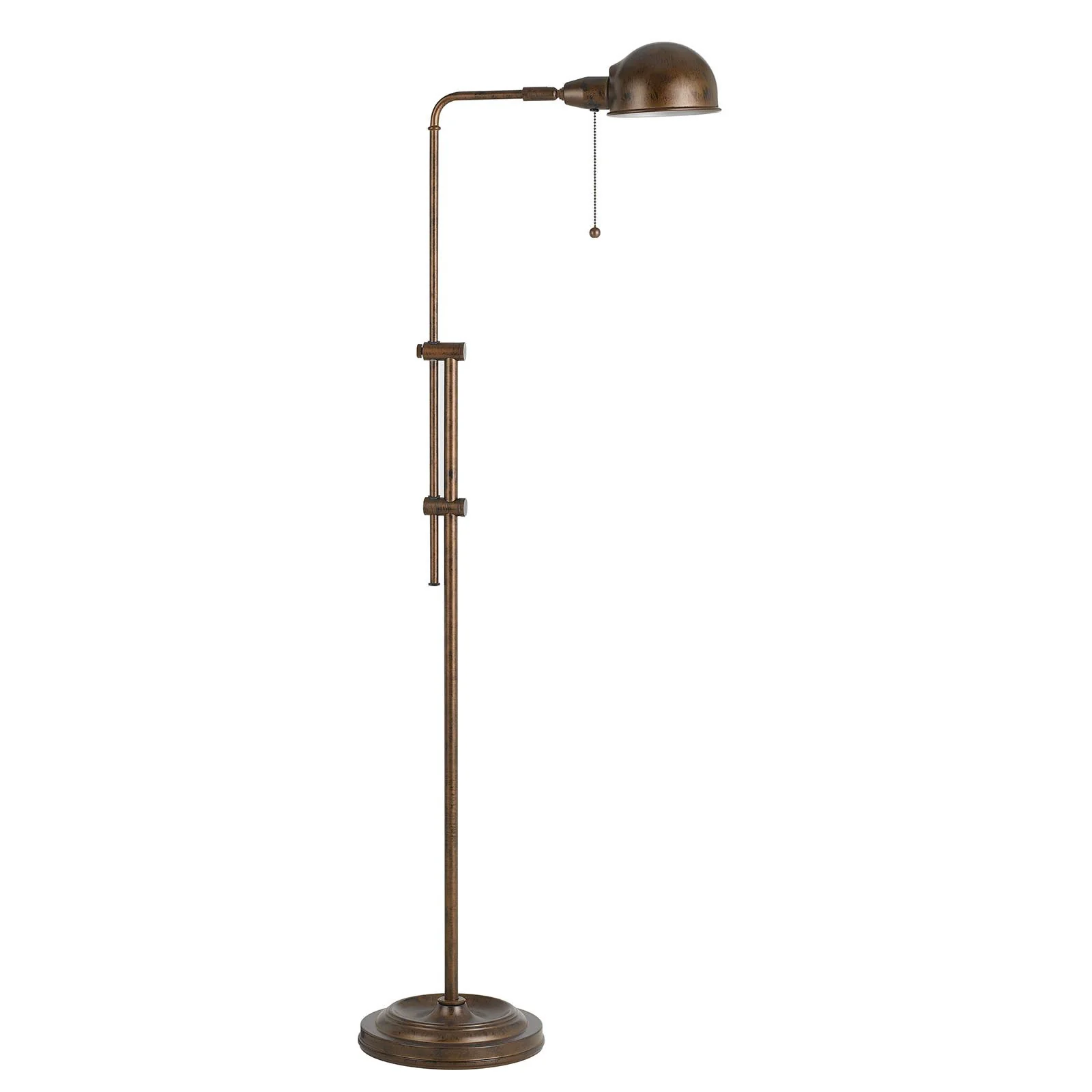 Rust Metal Adjustable Swing Arm Floor Lamp With Rust Metal Dome Shade By Homeroots - Image 2