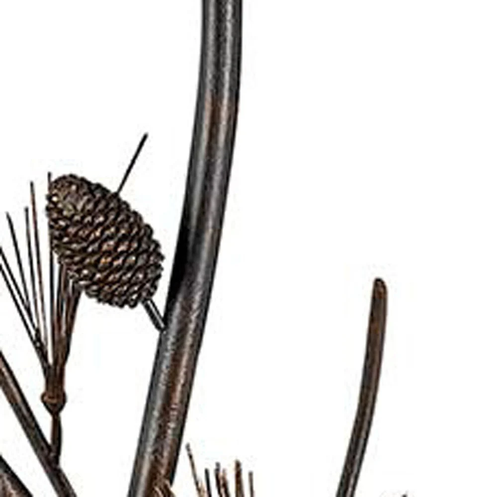 Rust Metal Floor Lamp With Brown Fabric Empire Shade By Homeroots - Image 2