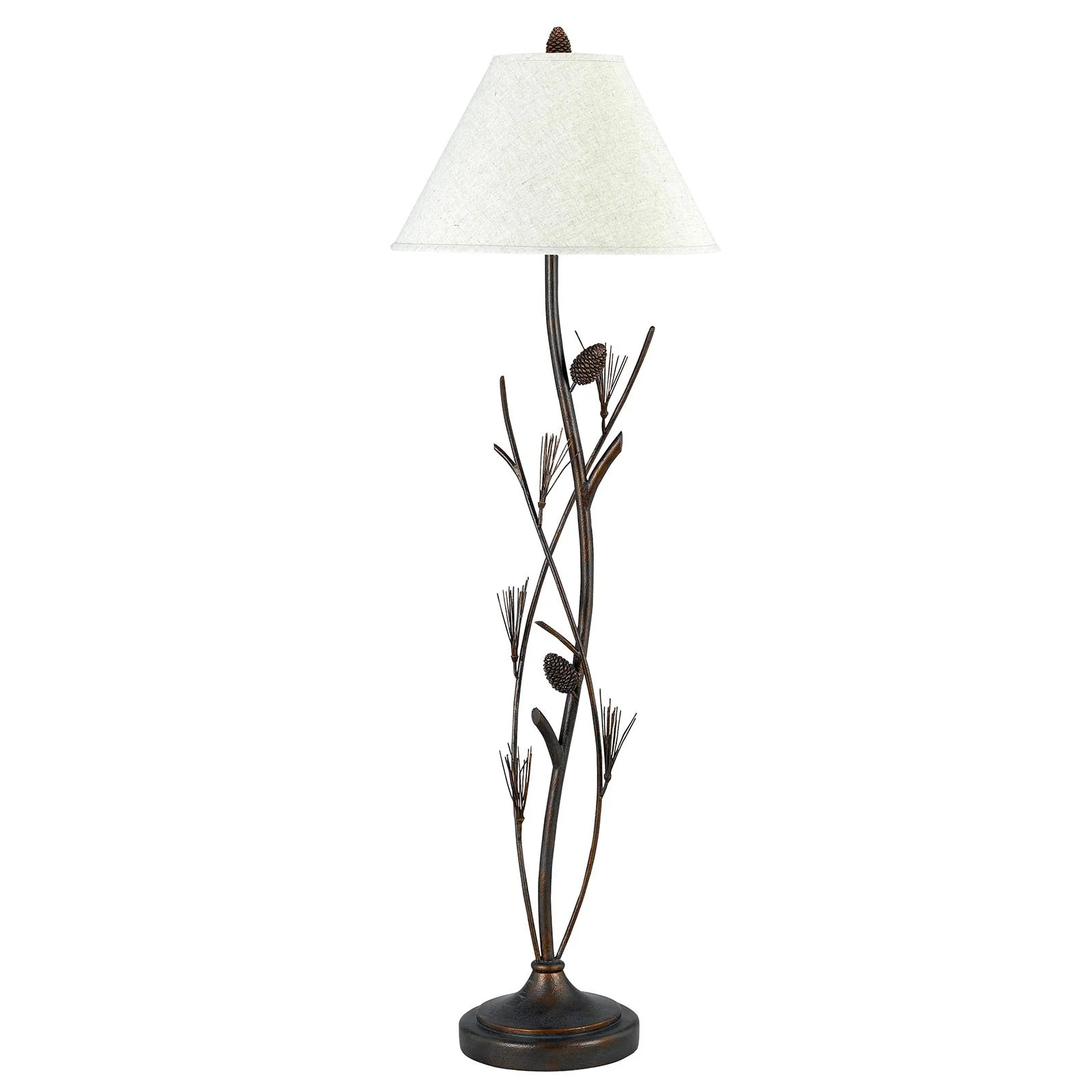 Rust Metal Floor Lamp With Brown Fabric Empire Shade By Homeroots - Image 3