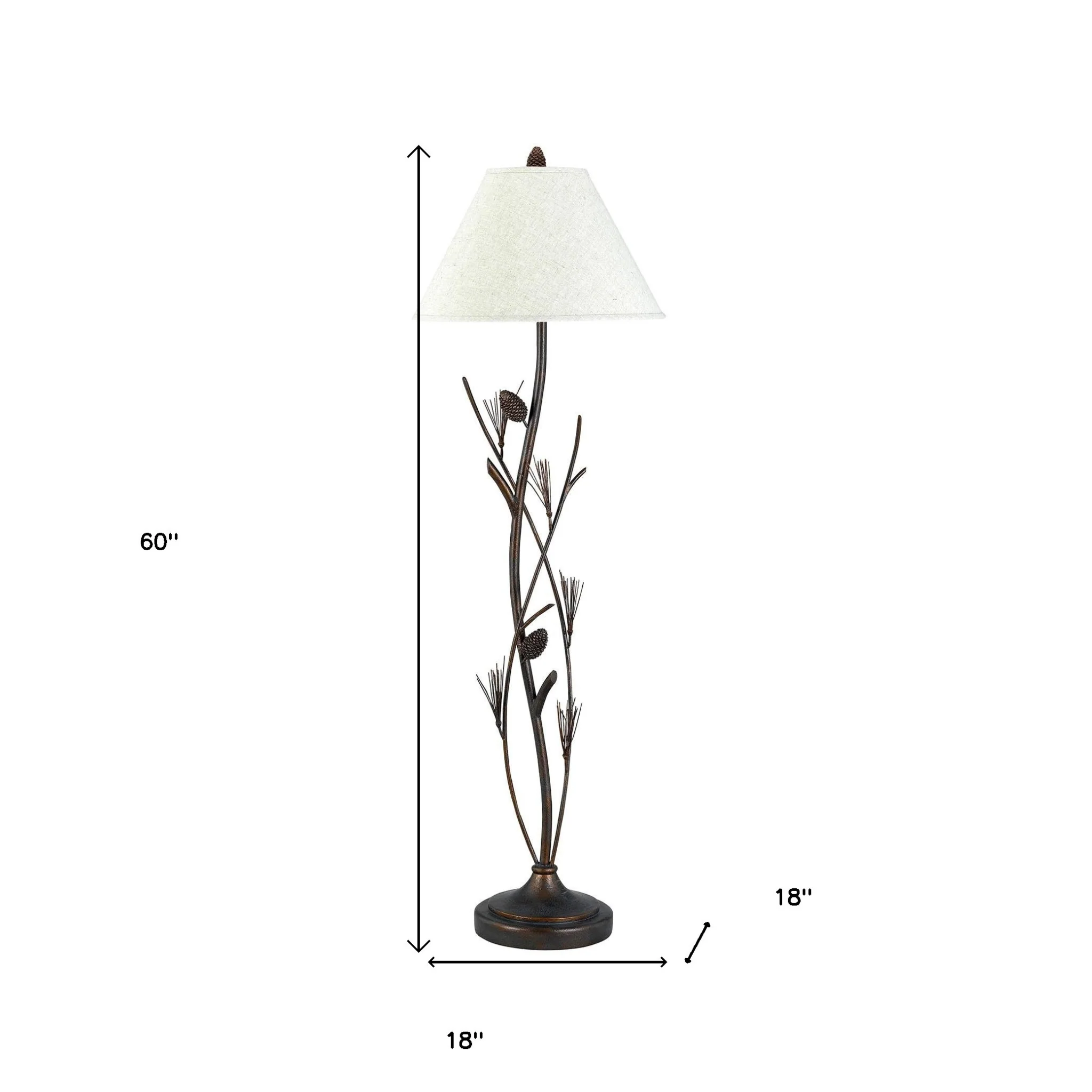 Rust Metal Floor Lamp With Brown Fabric Empire Shade By Homeroots - Image 4