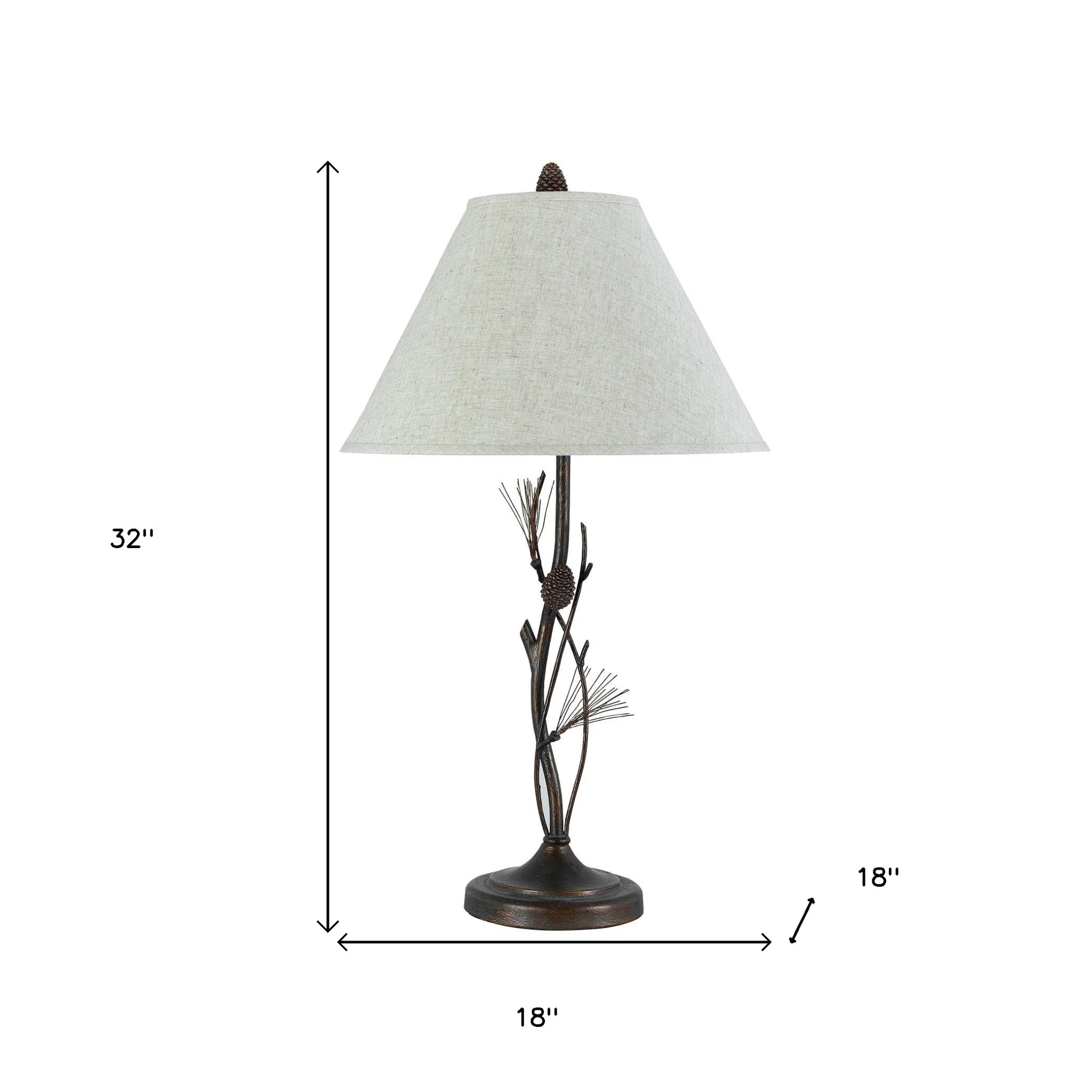 Rust Metal Table Lamp With Gray Empire Shade By Homeroots - Image 3