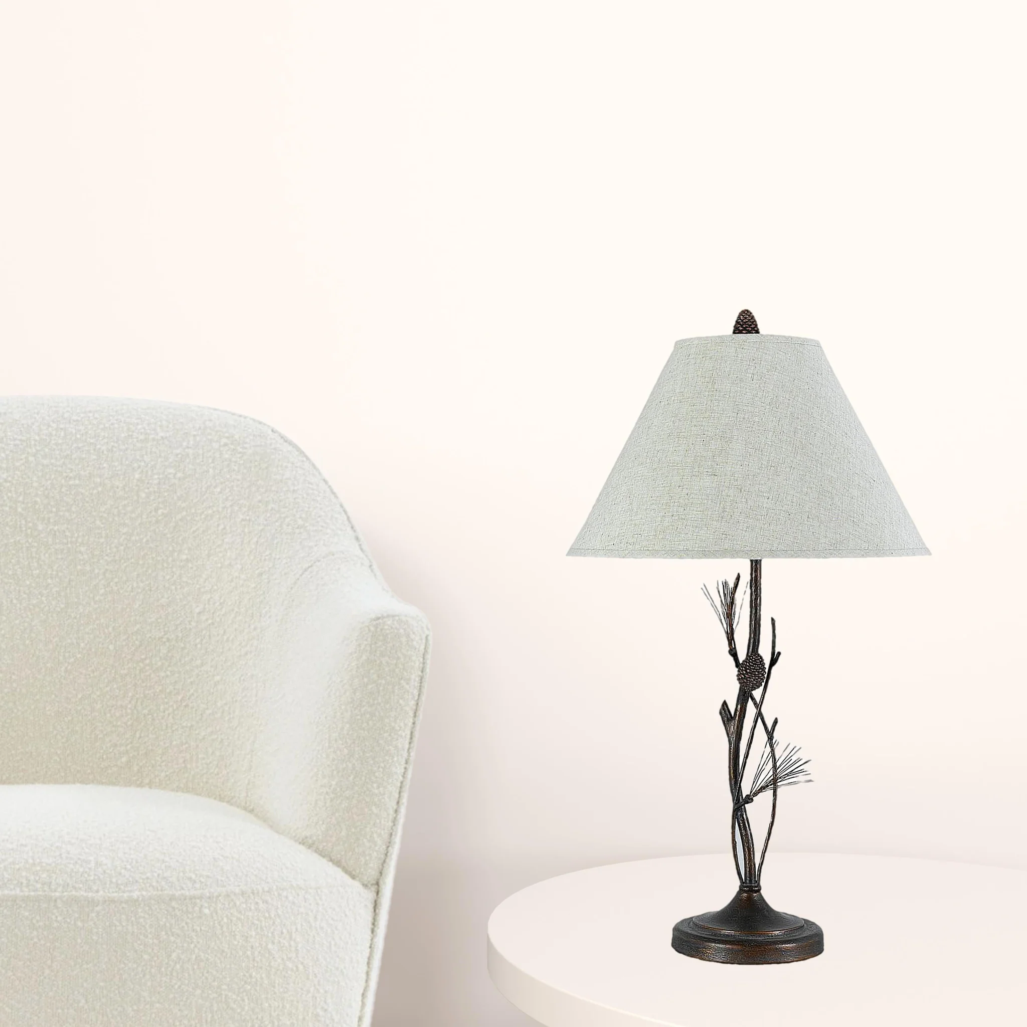 Rust Metal Table Lamp With Gray Empire Shade By Homeroots - Image 4