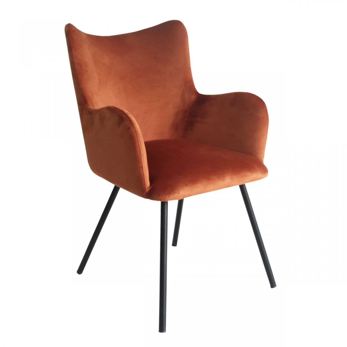Rust Orange Curvy Velvet and Black Modern Dining Chair By Homeroots - Image 2