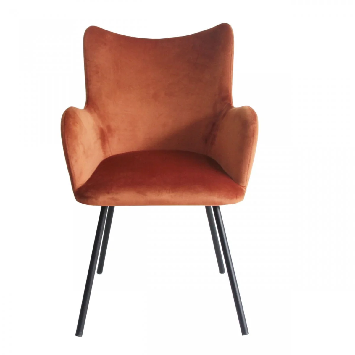 Rust Orange Curvy Velvet and Black Modern Dining Chair By Homeroots - Image 3