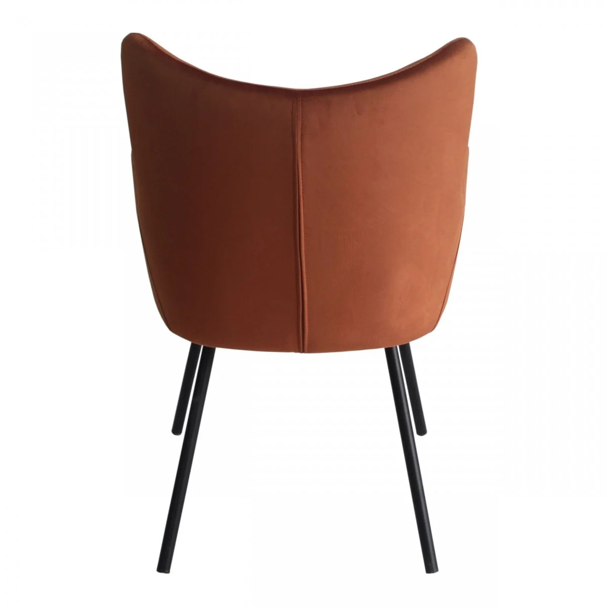 Rust Orange Curvy Velvet and Black Modern Dining Chair By Homeroots - Image 4