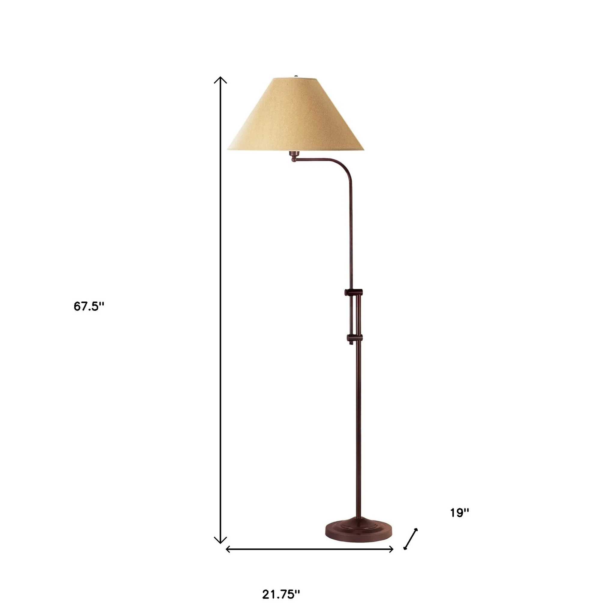 Rusted Adjustable Traditional Shaped Floor Lamp With Brown Empire Shade By Homeroots - Image 4