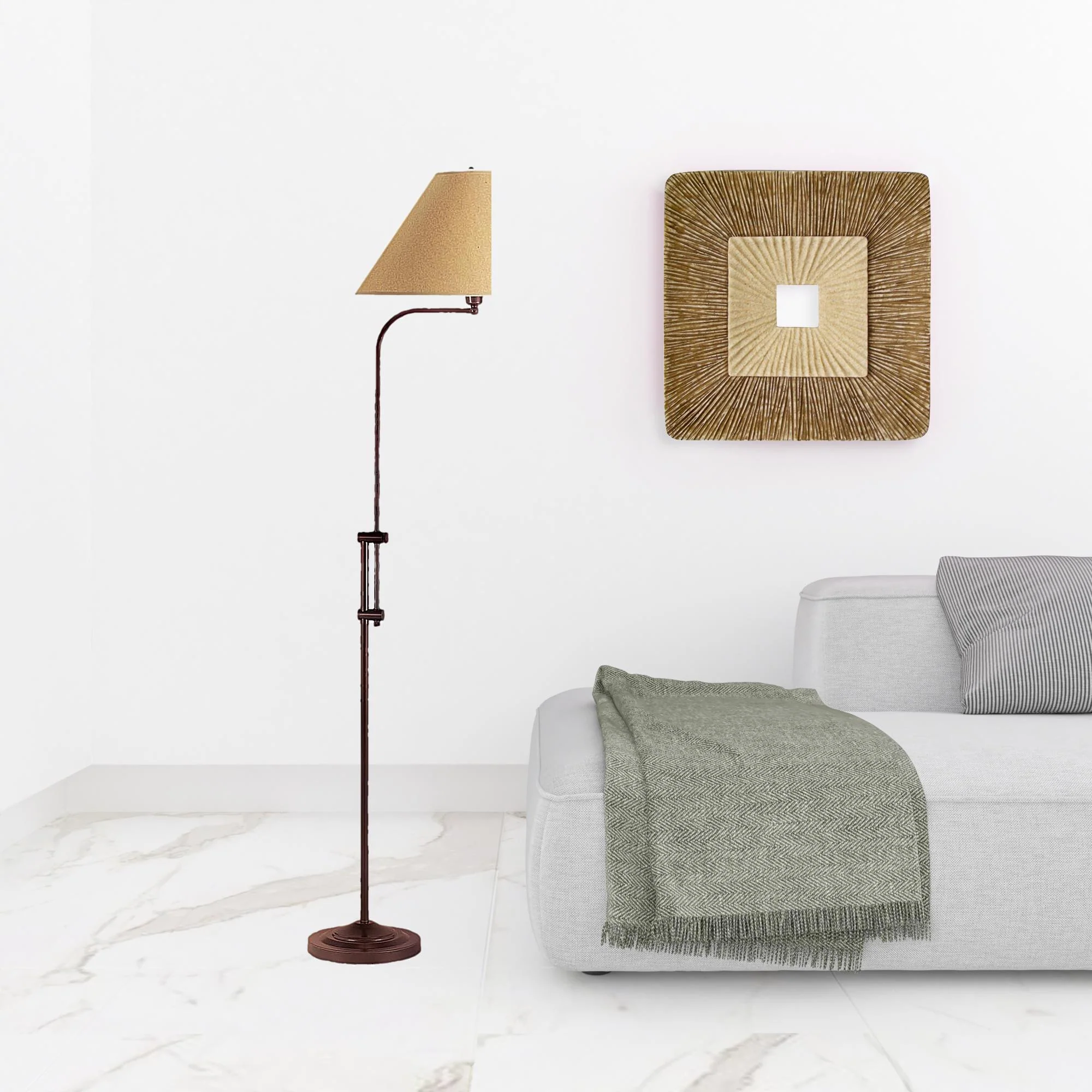 Rusted Adjustable Traditional Shaped Floor Lamp With Brown Empire Shade By Homeroots - Image 5