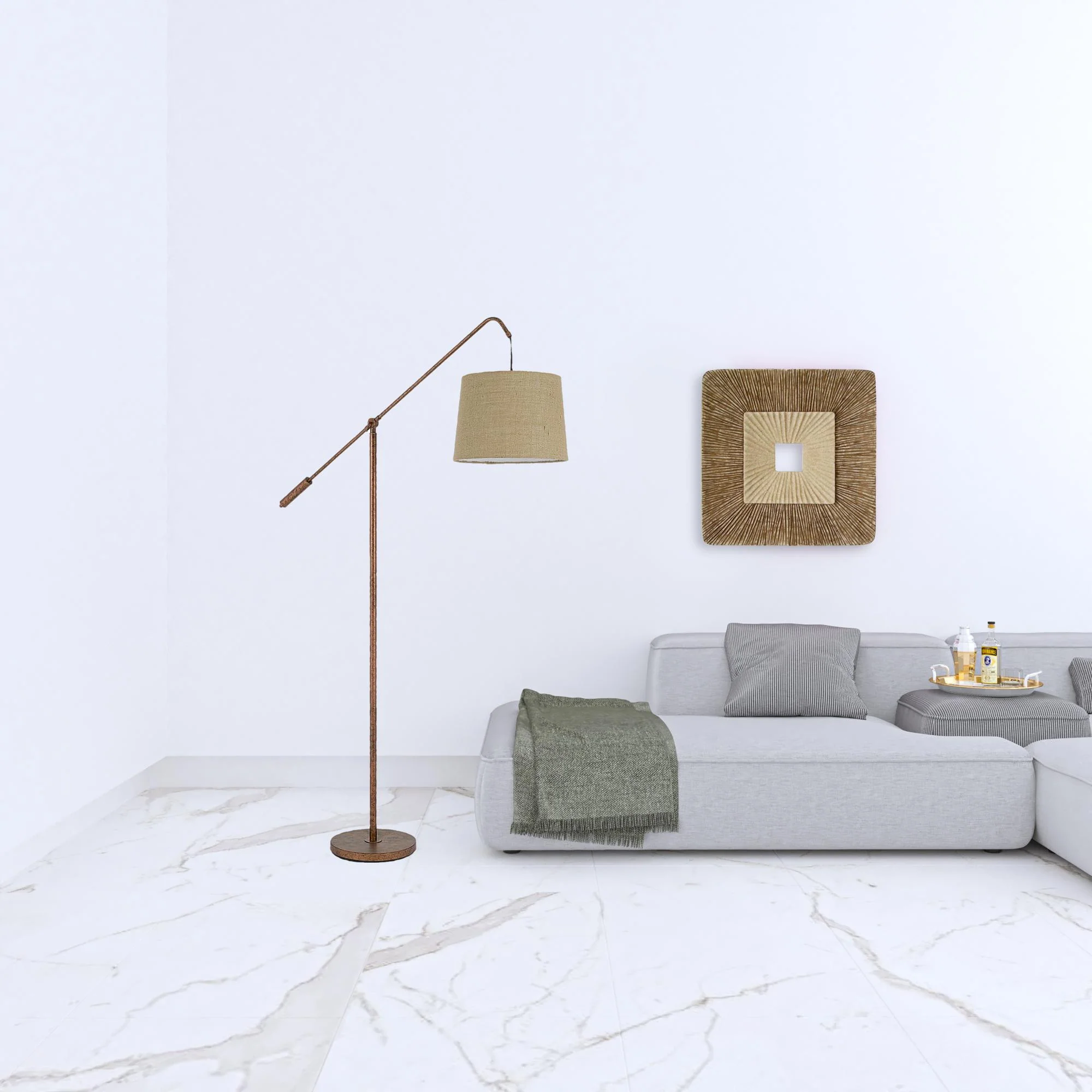 Rusted Adjustable Traditional Shaped Floor Lamp With Rust Drum Shade By Homeroots - Image 6