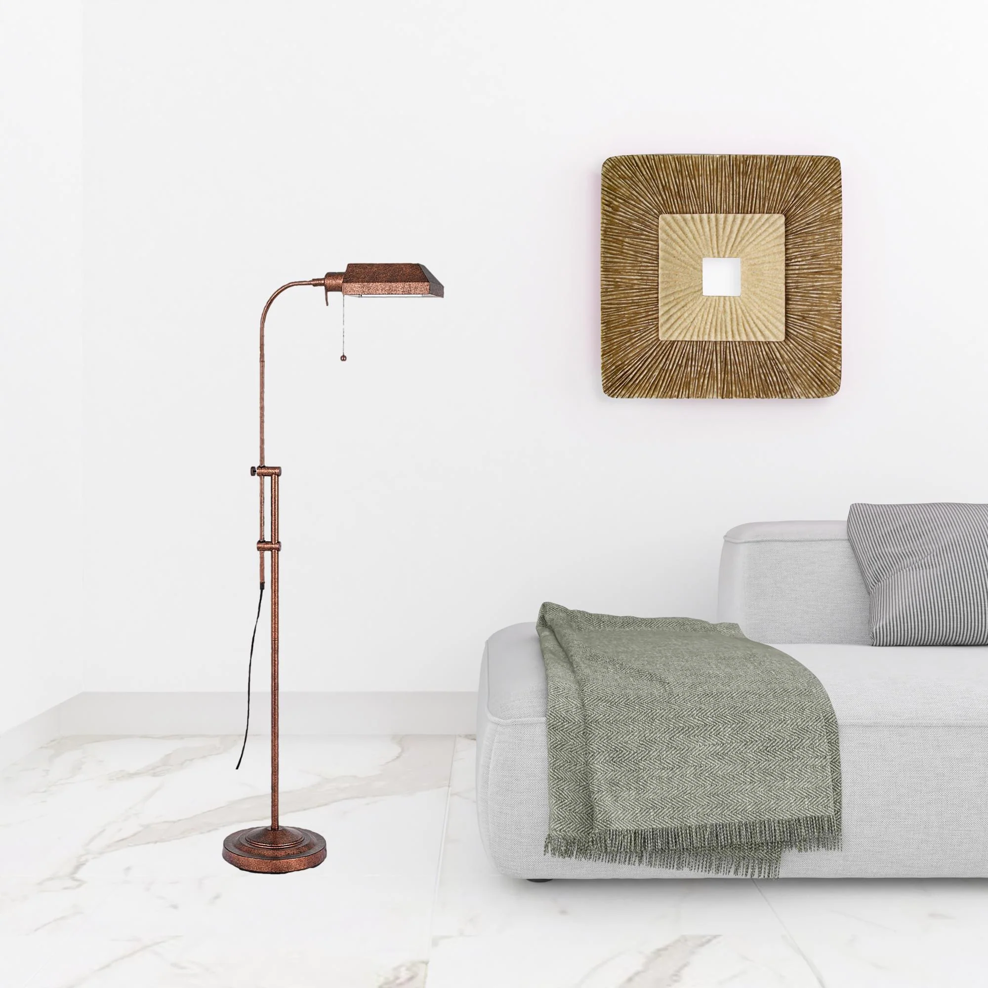 Rusted Adjustable Traditional Shaped Floor Lamp With Rust Square Shade By Homeroots - Image 2