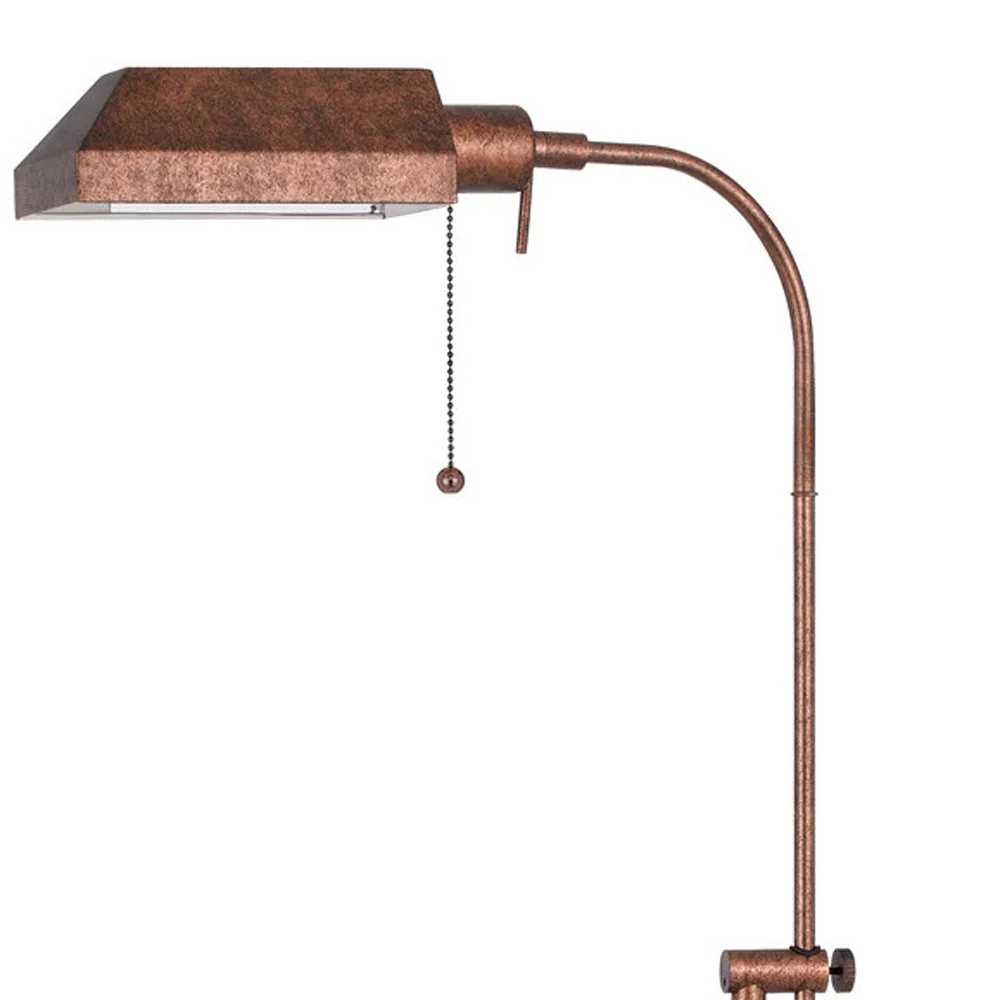 Rusted Adjustable Traditional Shaped Floor Lamp With Rust Square Shade By Homeroots - Image 4