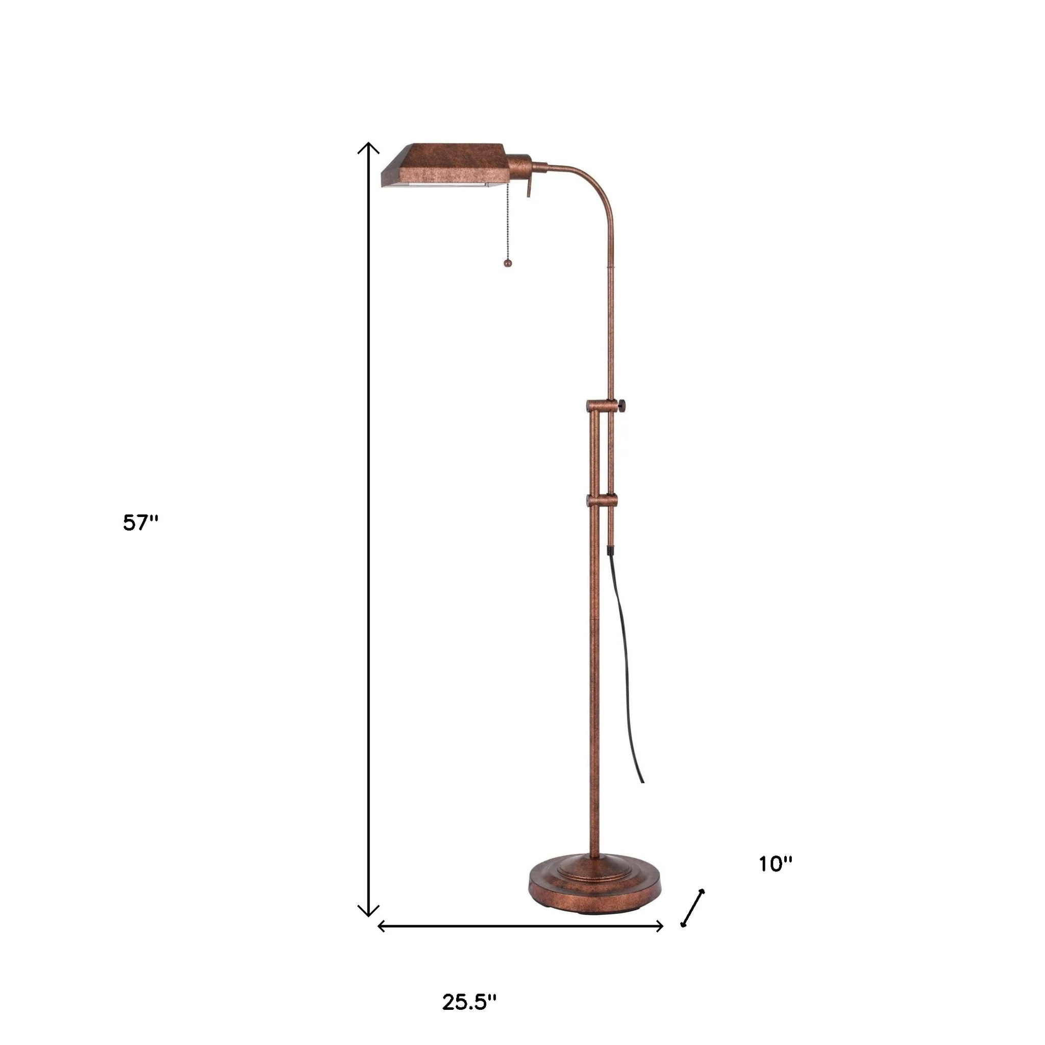Rusted Adjustable Traditional Shaped Floor Lamp With Rust Square Shade By Homeroots - Image 5