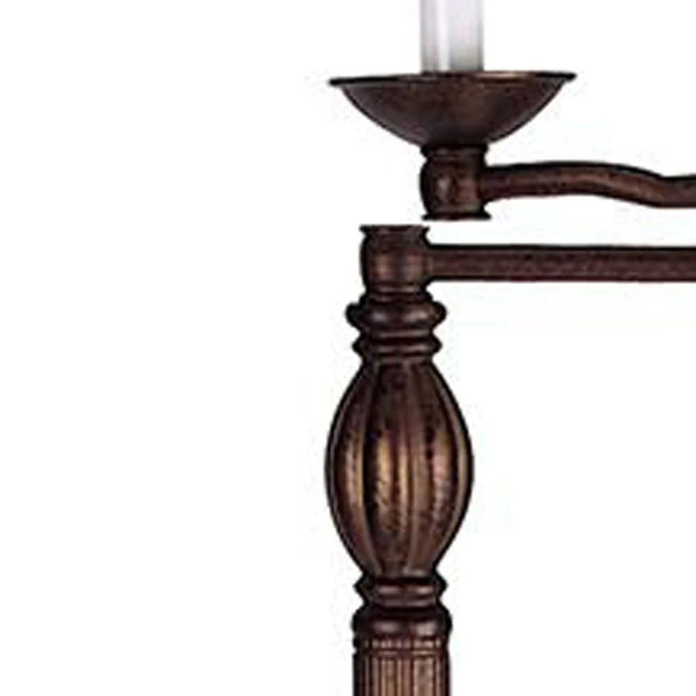 Rusted Swing Arm Floor Lamp With Champagne Bell Shade By Homeroots - Image 4
