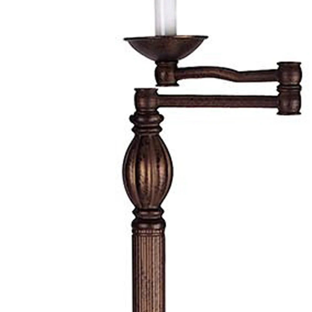 Rusted Swing Arm Floor Lamp With Champagne Bell Shade By Homeroots - Image 5