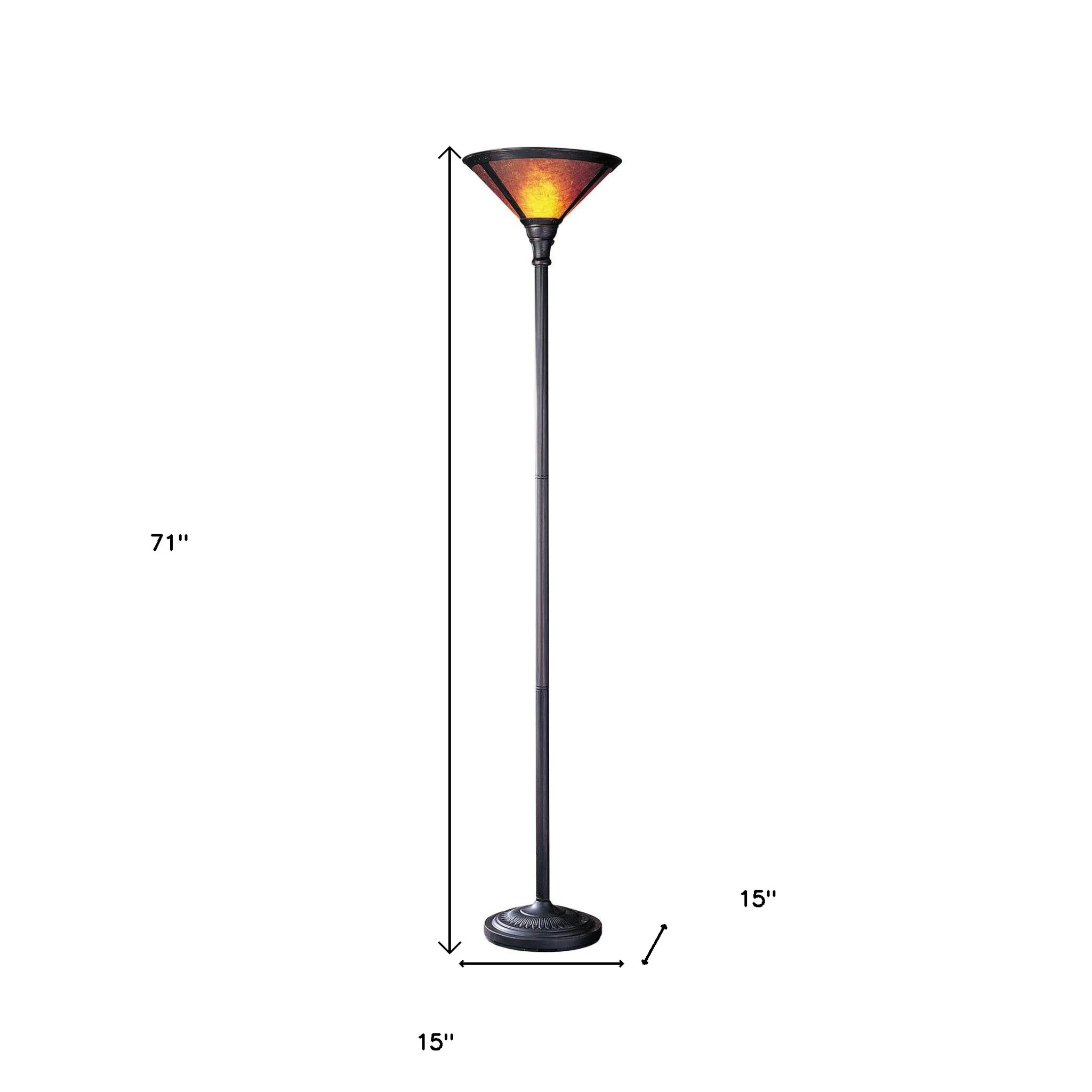 Rusted Torchiere Floor Lamp With Brown Dome Shade By Homeroots - Image 3