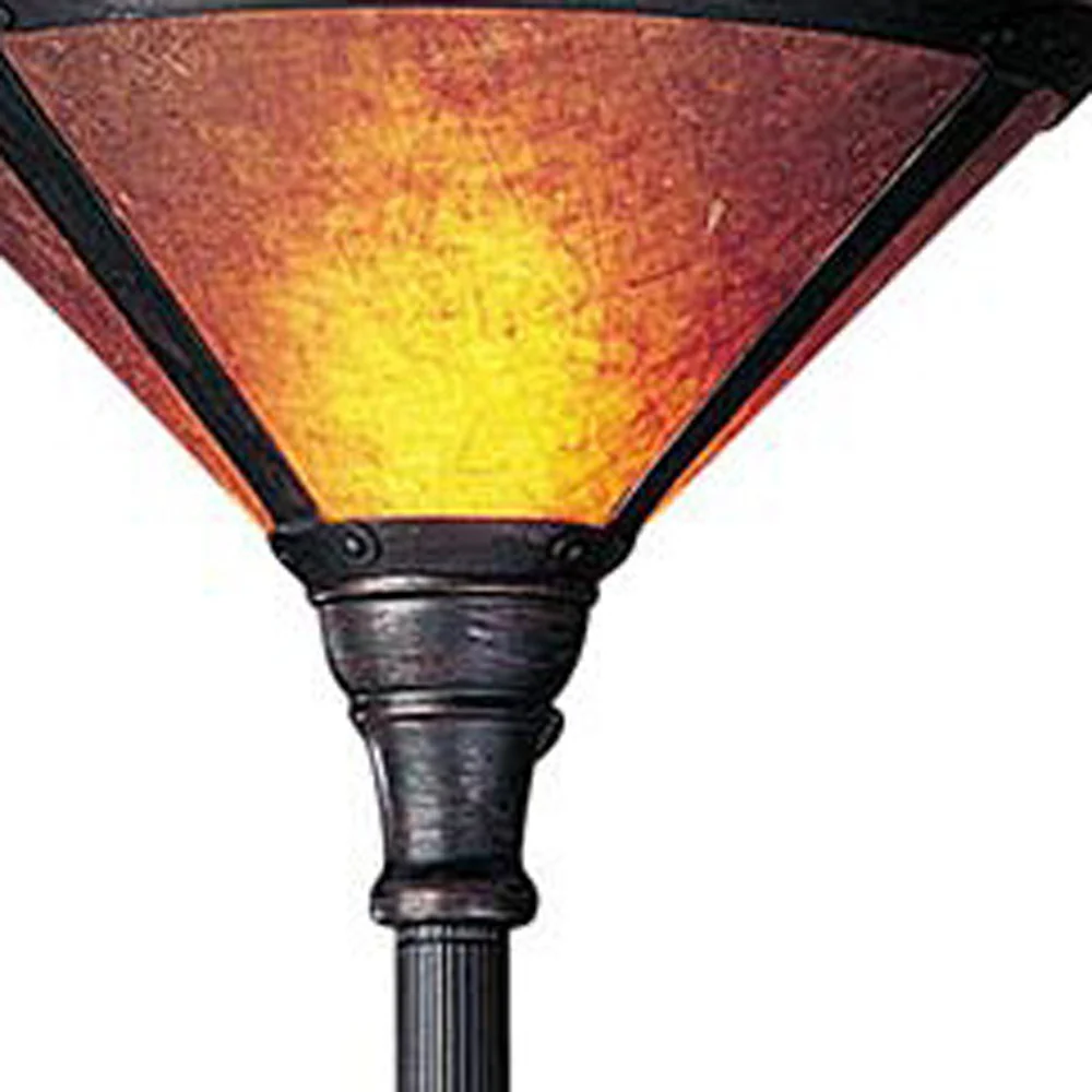 Rusted Torchiere Floor Lamp With Brown Dome Shade By Homeroots - Image 4