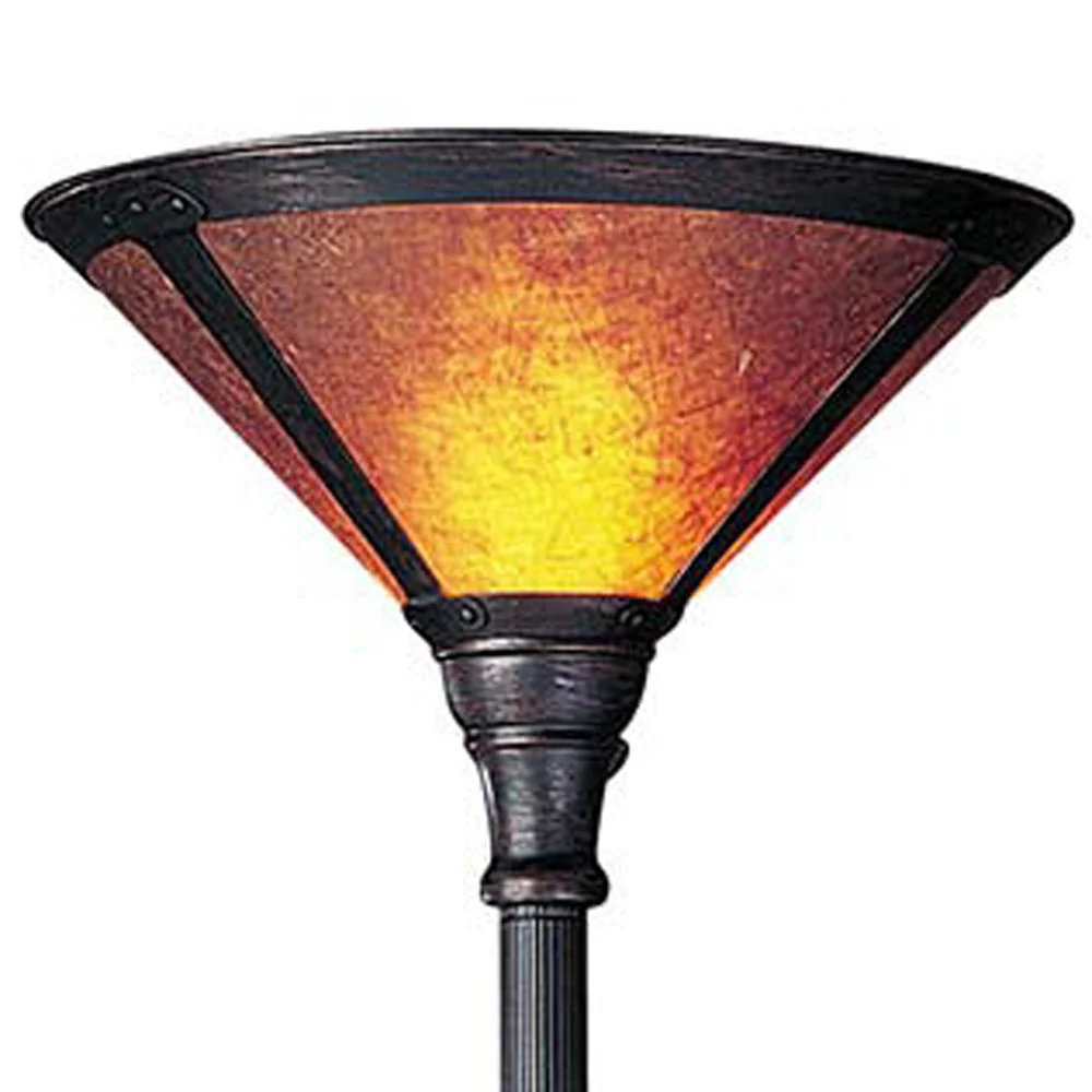 Rusted Torchiere Floor Lamp With Brown Dome Shade By Homeroots - Image 5