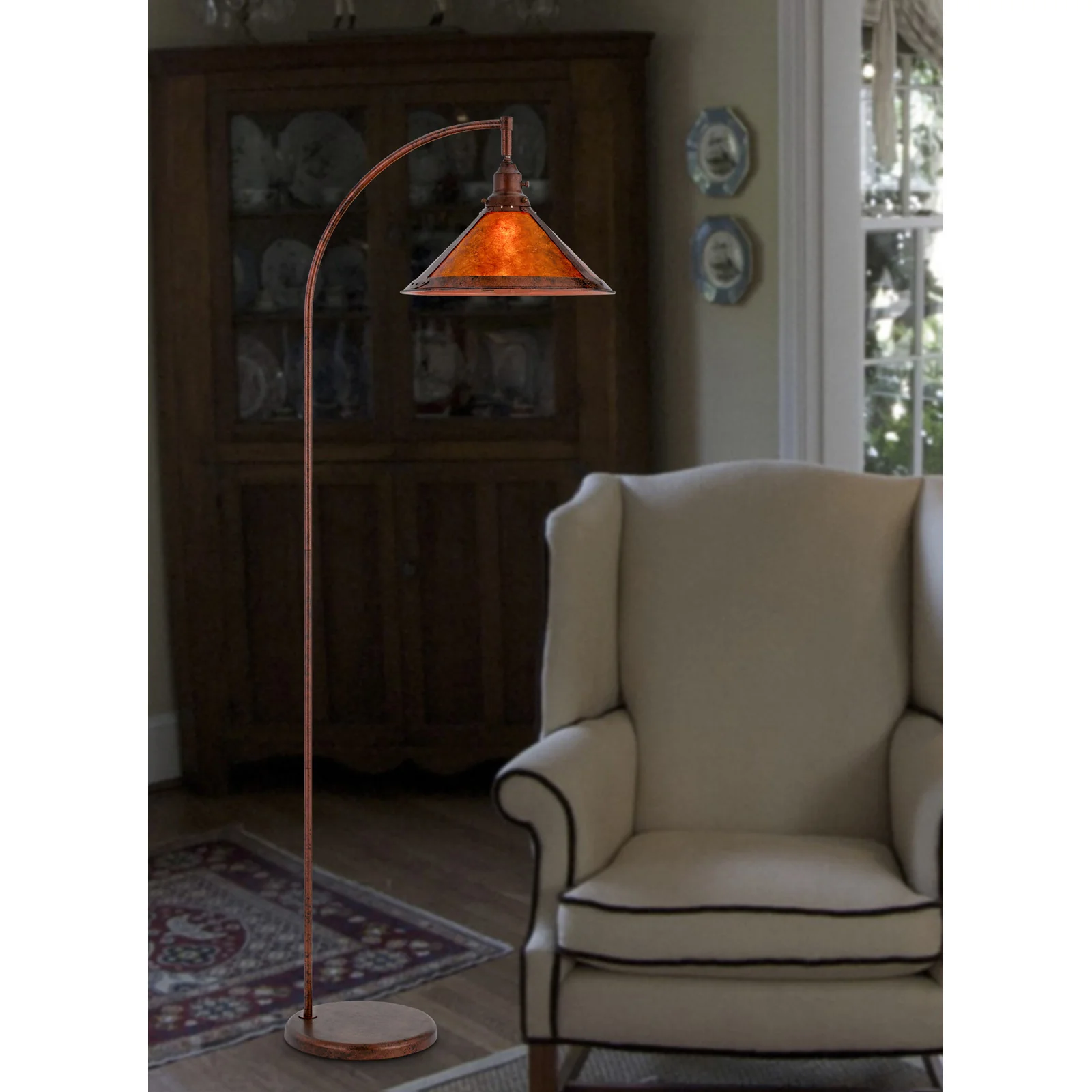 Rusted Traditional Shaped Floor Lamp With Rust Empire Shade By Homeroots - Image 3