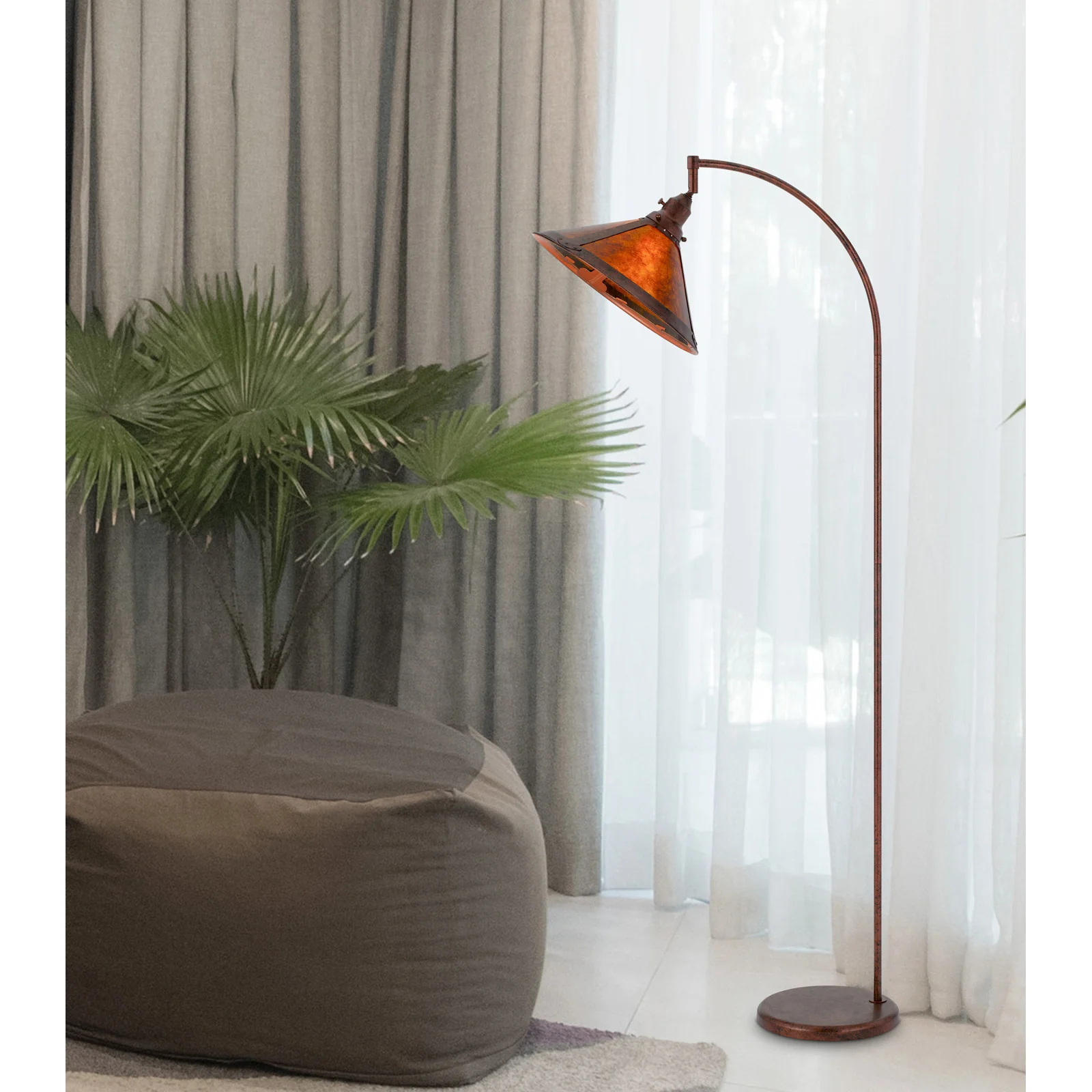 Rusted Traditional Shaped Floor Lamp With Rust Empire Shade By Homeroots - Image 4