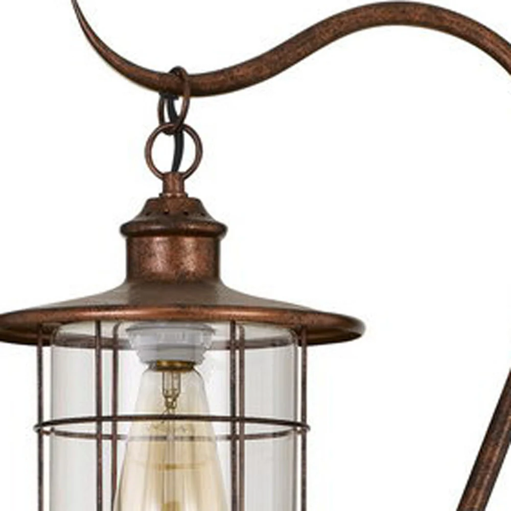 Rusted Traditional Shaped Floor Lamp With Rust Transparent Glass Drum Shade By Homeroots - Image 3