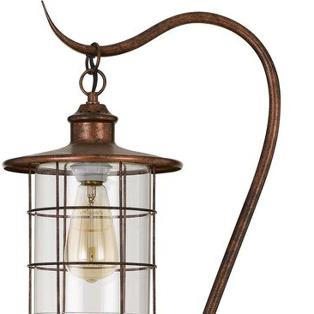 Rusted Traditional Shaped Floor Lamp With Rust Transparent Glass Drum Shade By Homeroots - Image 4