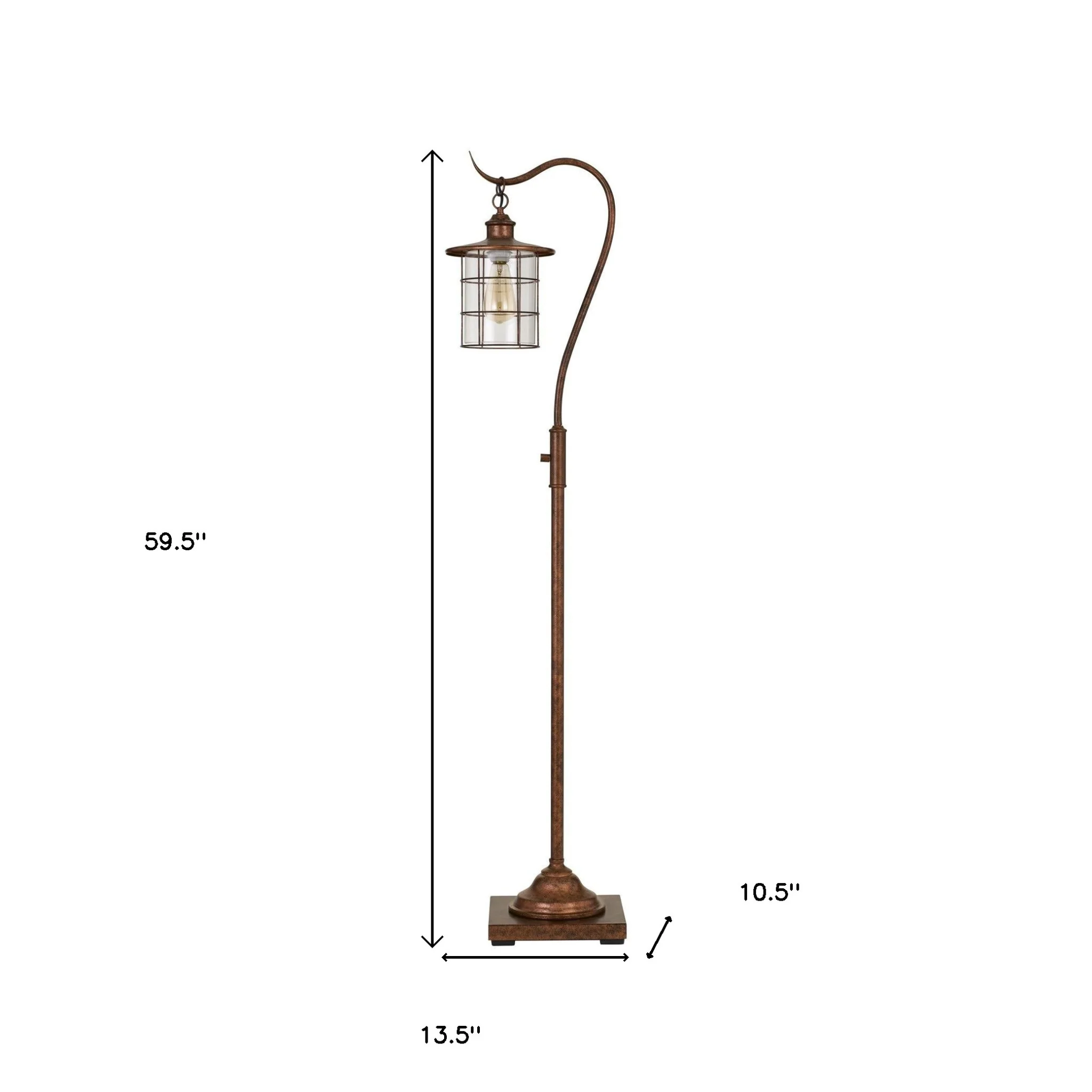 Rusted Traditional Shaped Floor Lamp With Rust Transparent Glass Drum Shade By Homeroots - Image 5