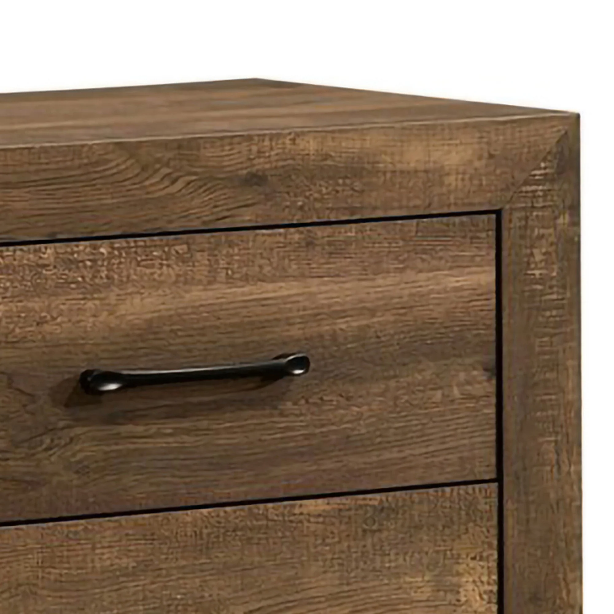 Rustic 2 Drawer Wooden Nightstand With Grain Details Brown By Benzara - Image 2