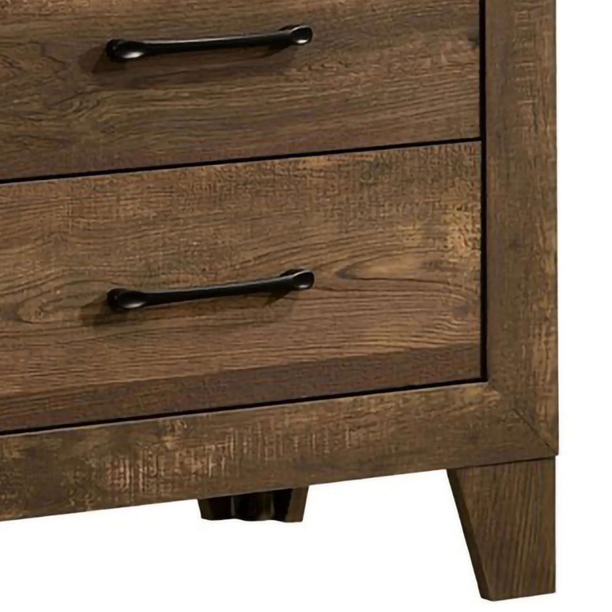 Rustic 2 Drawer Wooden Nightstand With Grain Details Brown By Benzara - Image 3