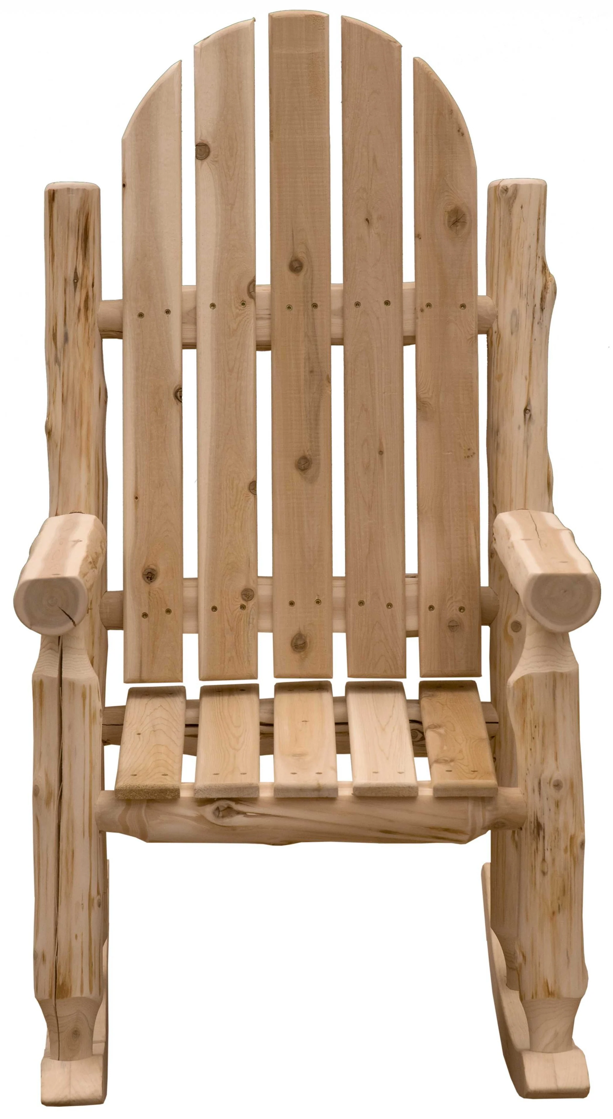 Rustic and Natural Cedar Adirondack Rocking Chair By Homeroots - Image 2