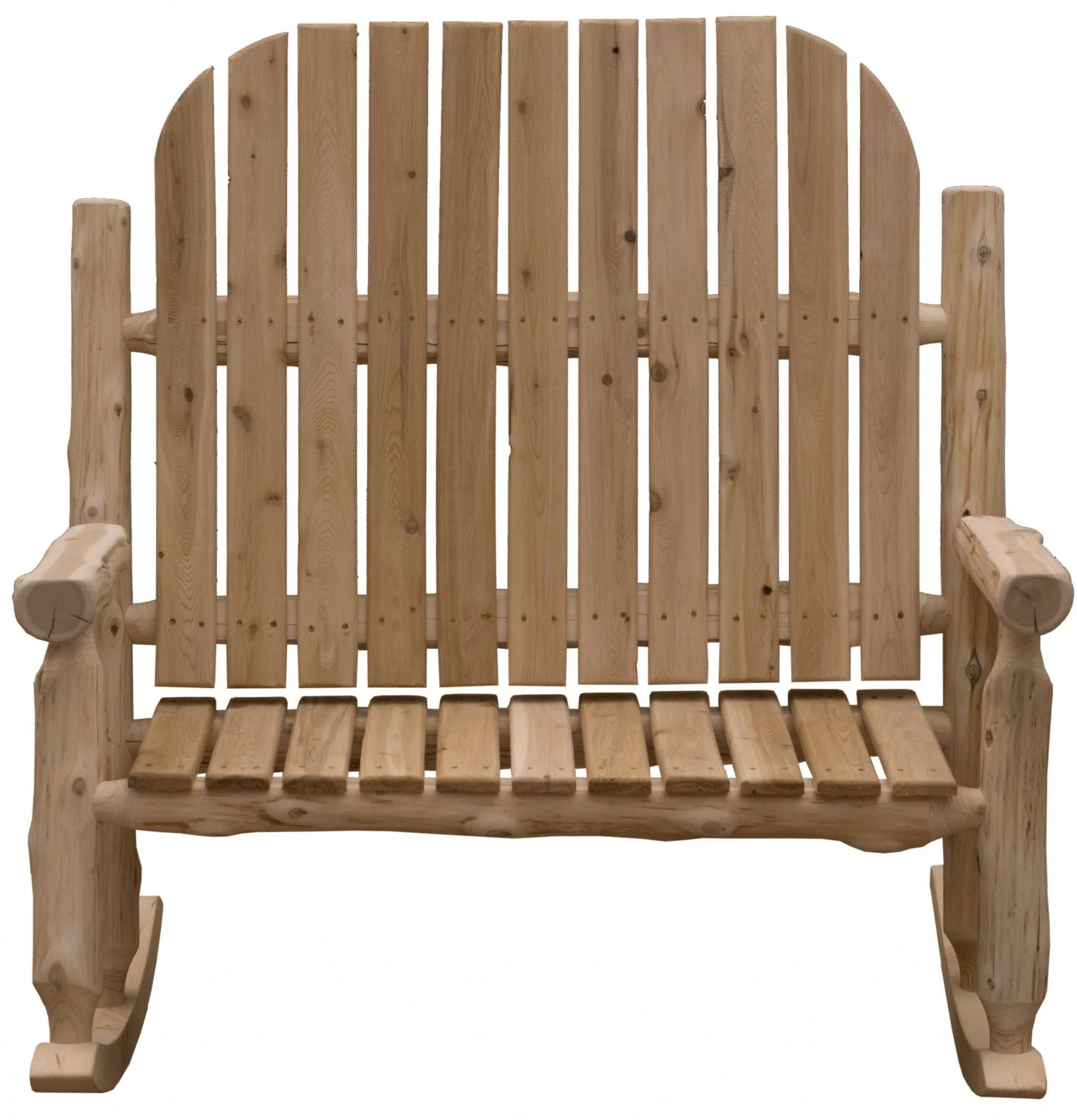Rustic and Natural Cedar Two-Person Adirondack Rocking Chair By Homeroots - Image 2