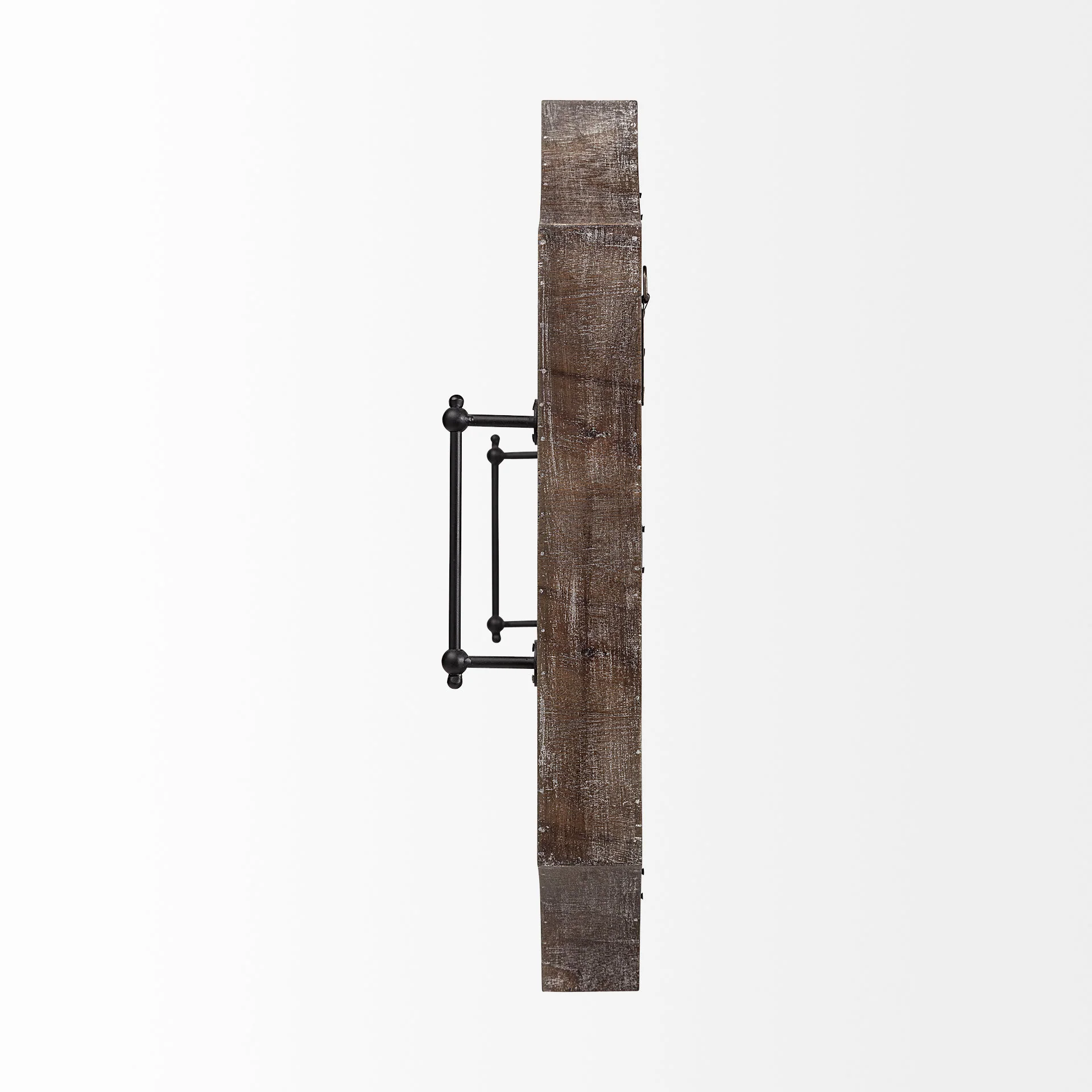 Rustic Antique Wash Finish Wood With Mirrored Glass Bottom And Metal Handle Tray By Homeroots - Image 3