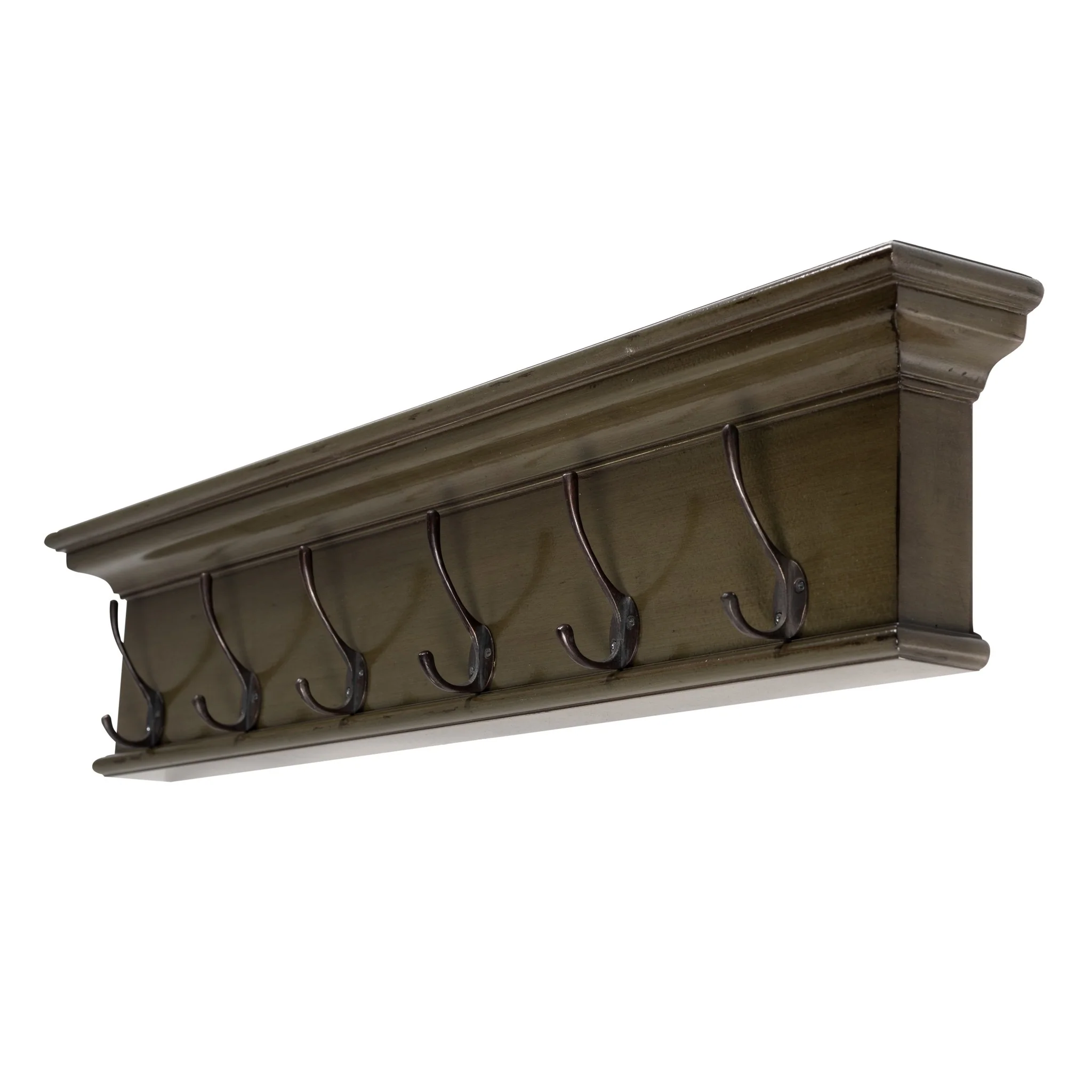Rustic Antiqued Green Six Hook Hanging Coat Rack By Homeroots - Image 2
