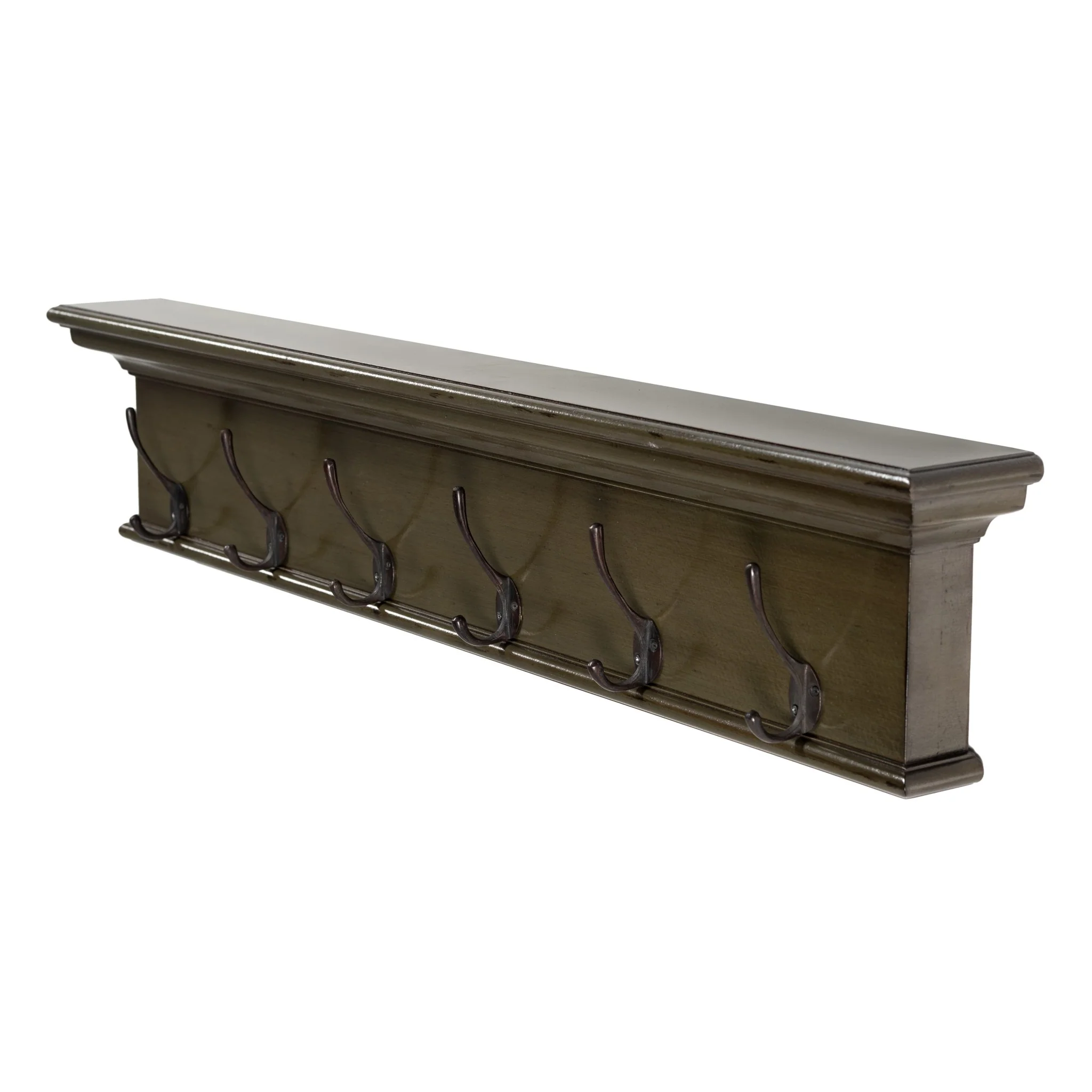 Rustic Antiqued Green Six Hook Hanging Coat Rack By Homeroots - Image 3