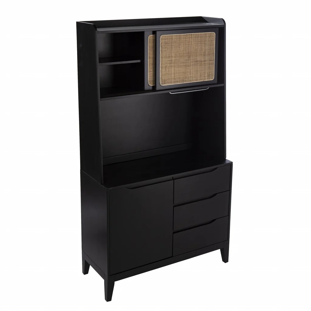 Rustic Black And Light Bamboo Tall Buffet Cabinet By Homeroots - Image 8