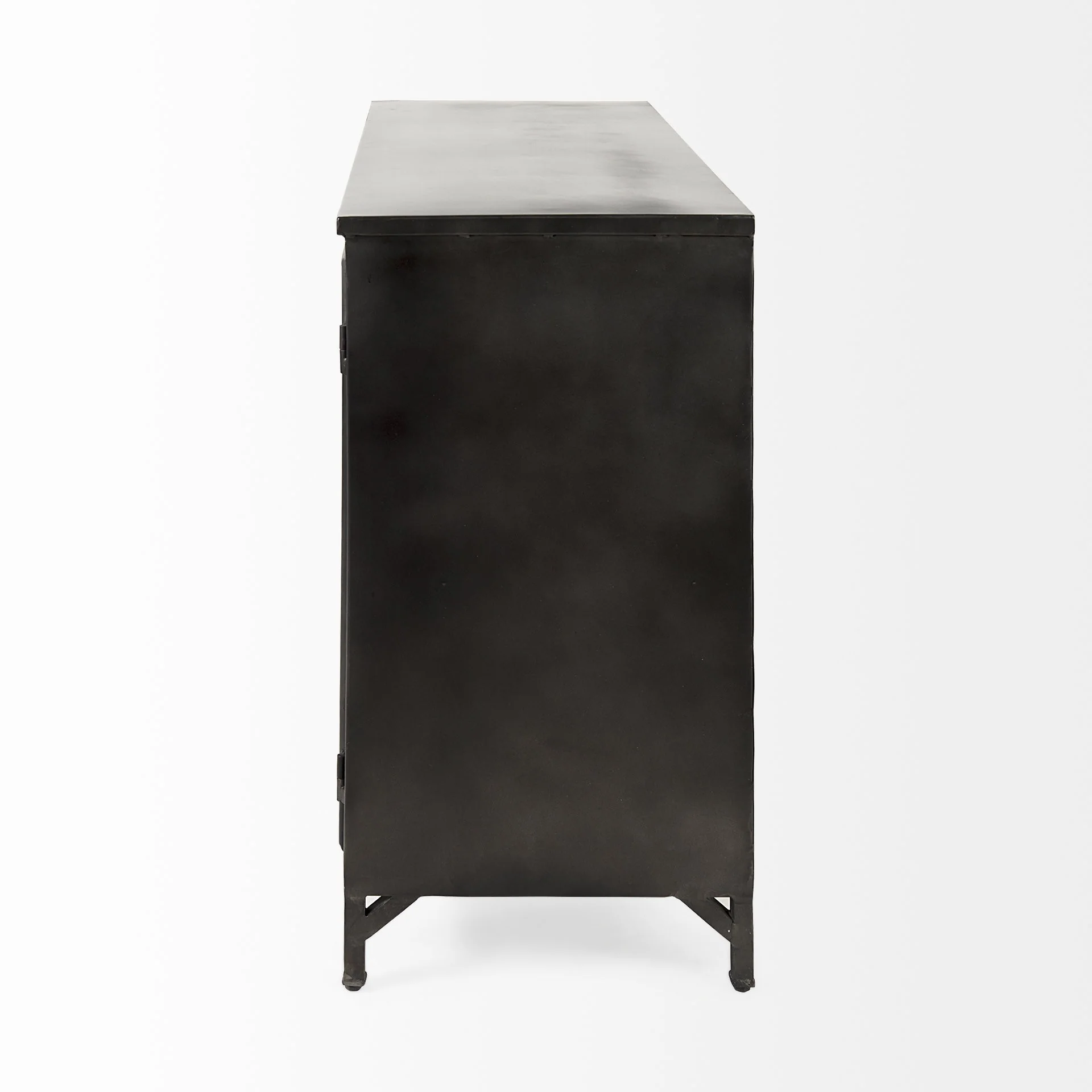 Rustic Black Metal Cabinet With Glass Doors By Homeroots - Image 3