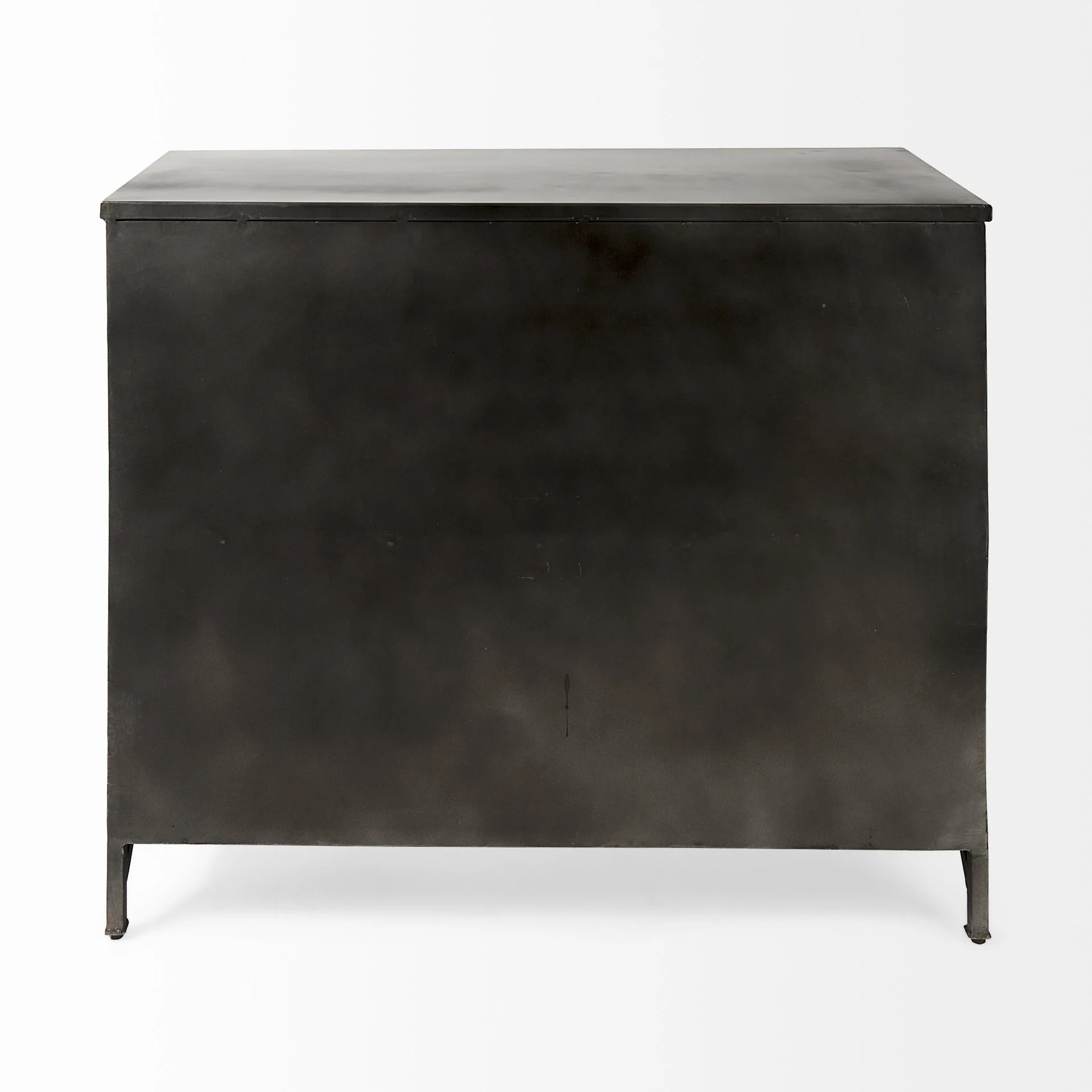 Rustic Black Metal Cabinet With Glass Doors By Homeroots - Image 4