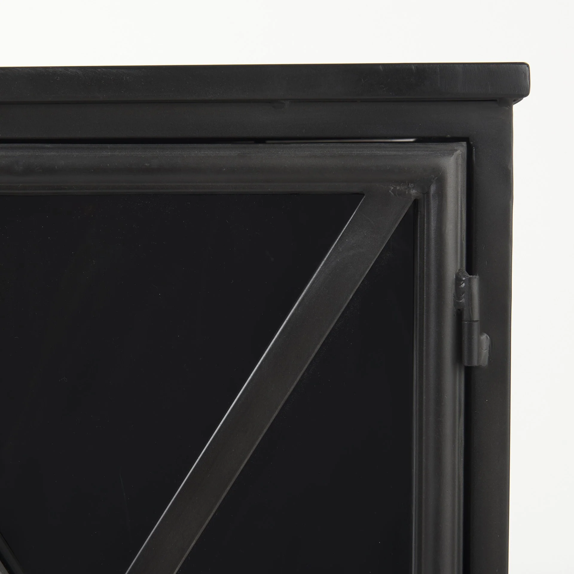 Rustic Black Metal Cabinet With Glass Doors By Homeroots - Image 6